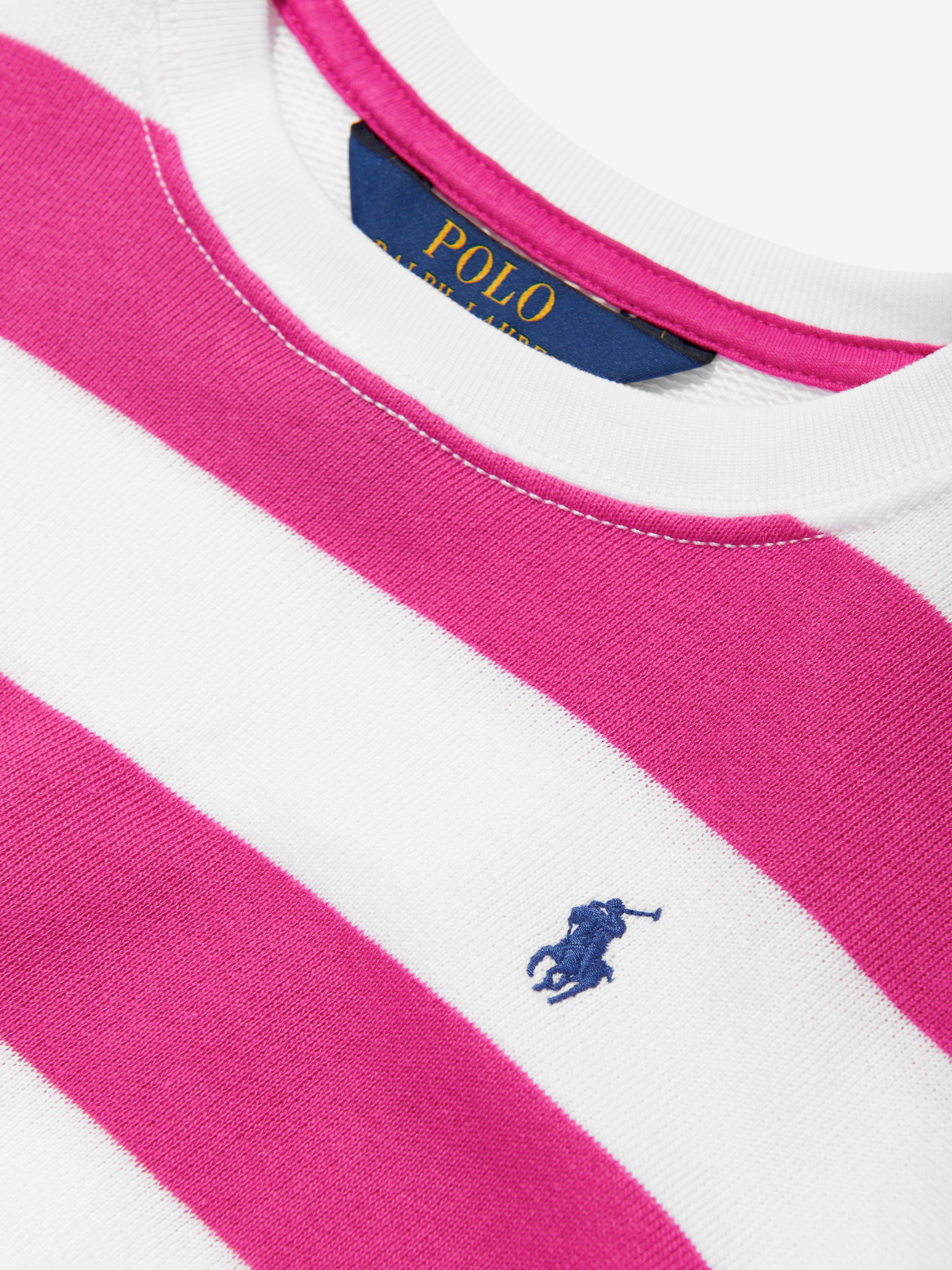 Girls Striped Bubble Sweatshirt in Pink