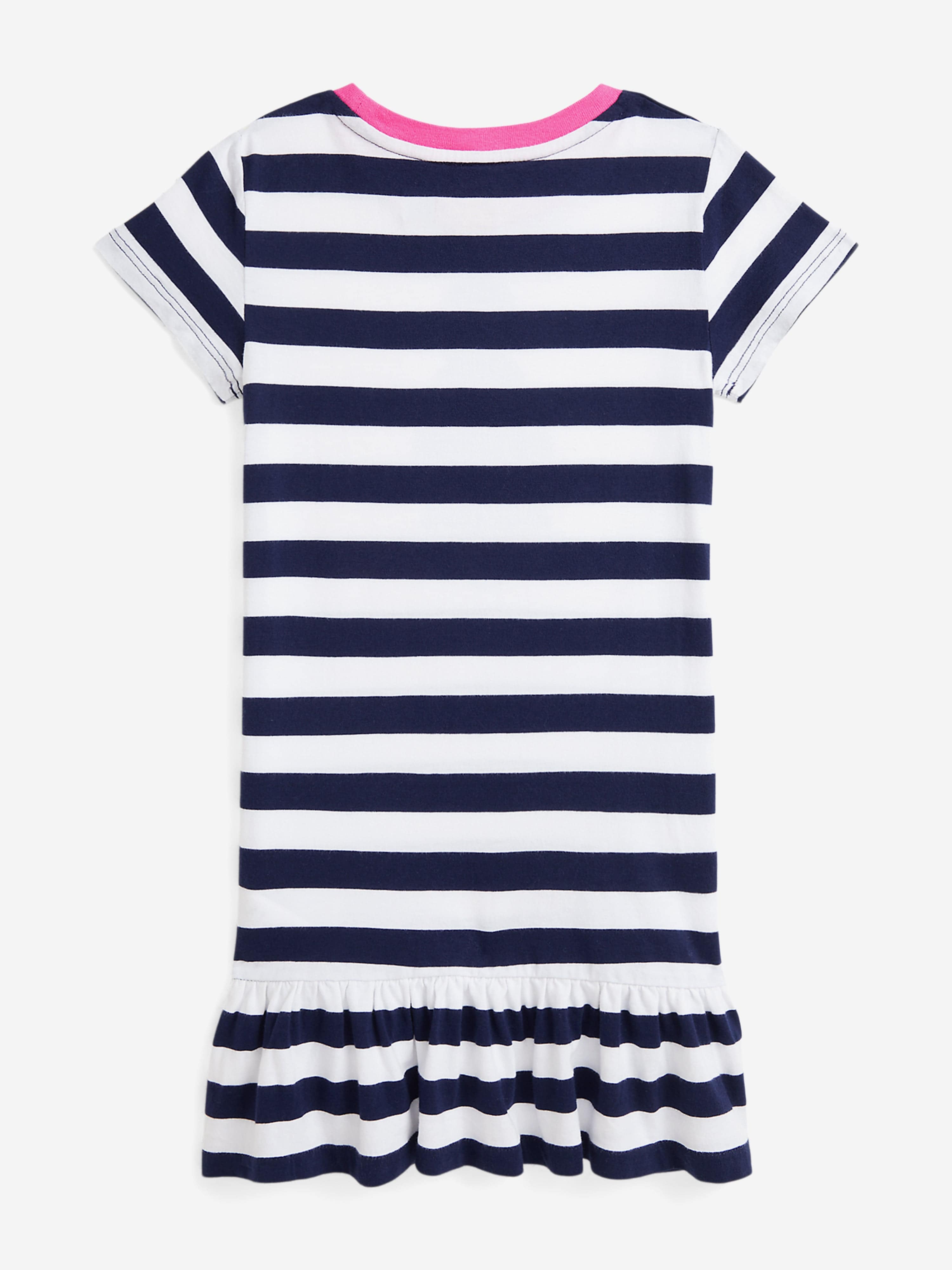 Girls Striped Polo Bear T-Shirt Dress in Navy