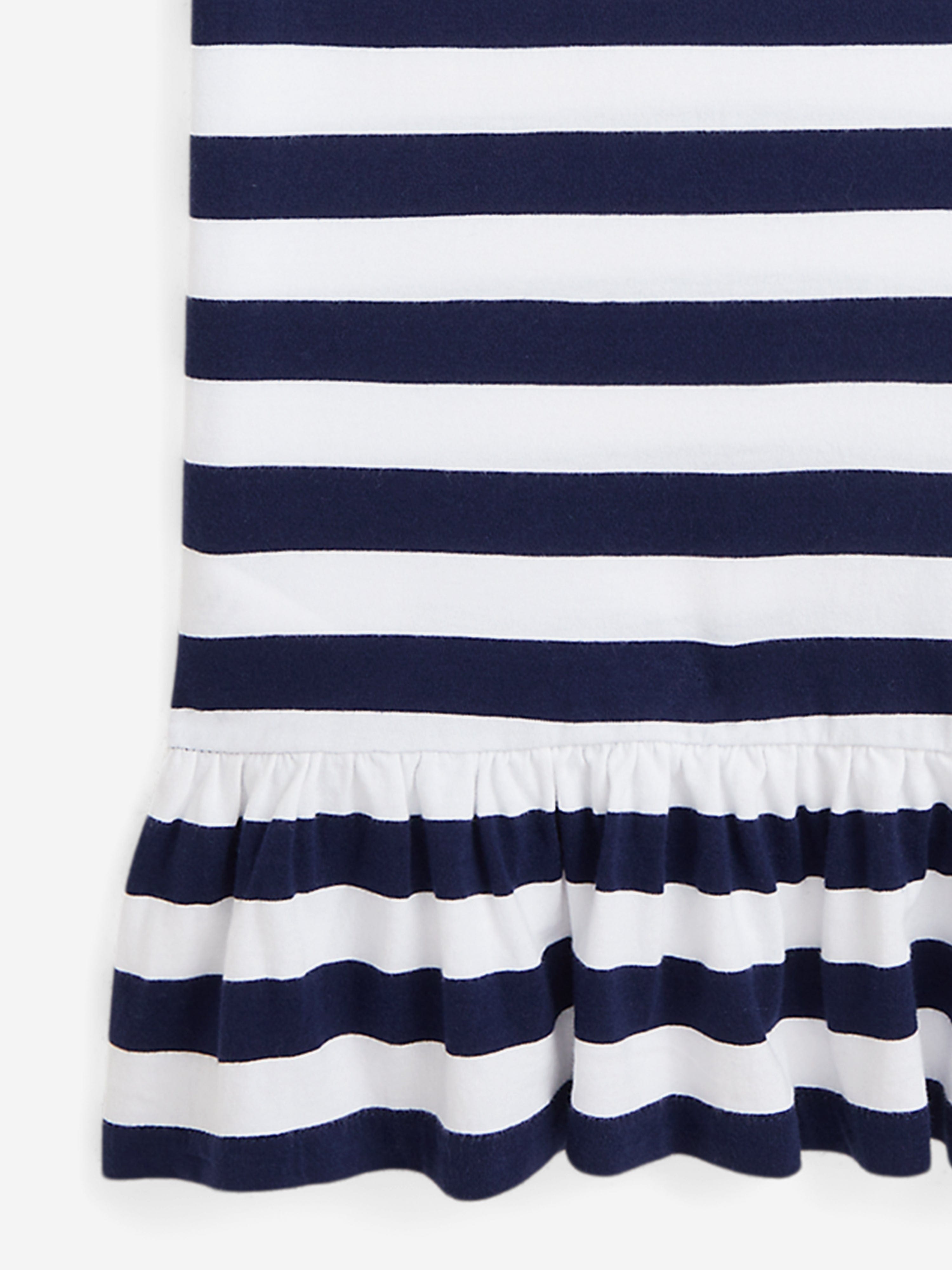 Girls Striped Polo Bear T-Shirt Dress in Navy