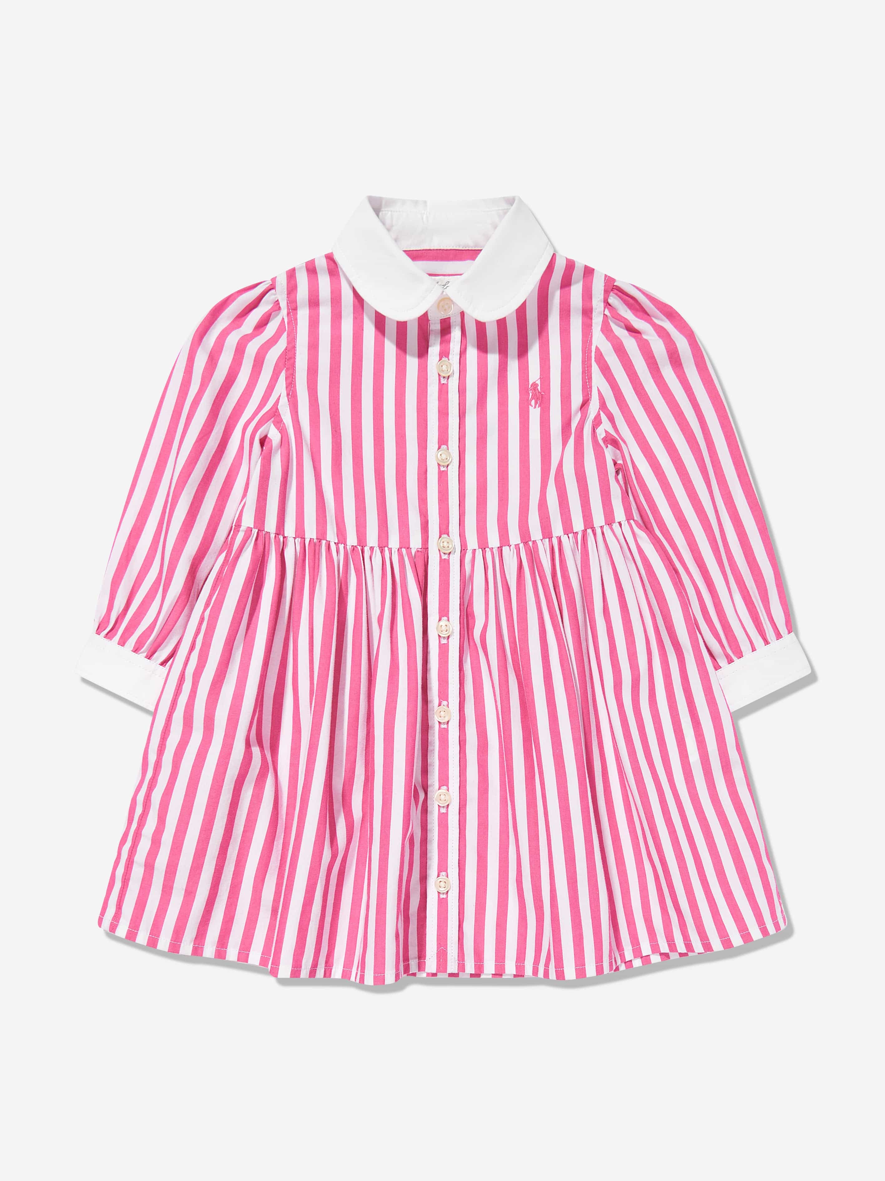 Baby Girls Striped Shirt Dress in Pink