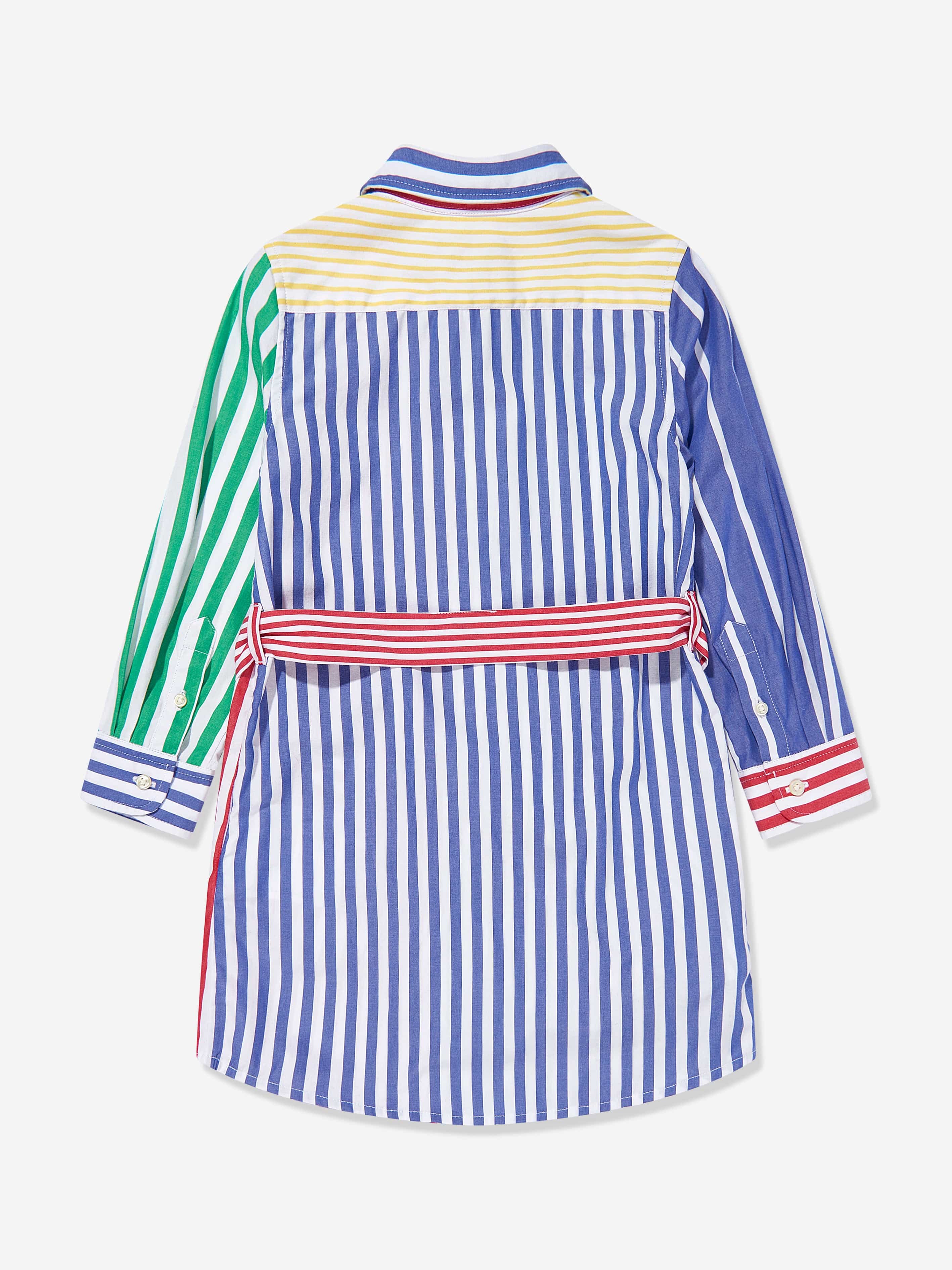 Girls Striped Shirt Dress in Multicolour