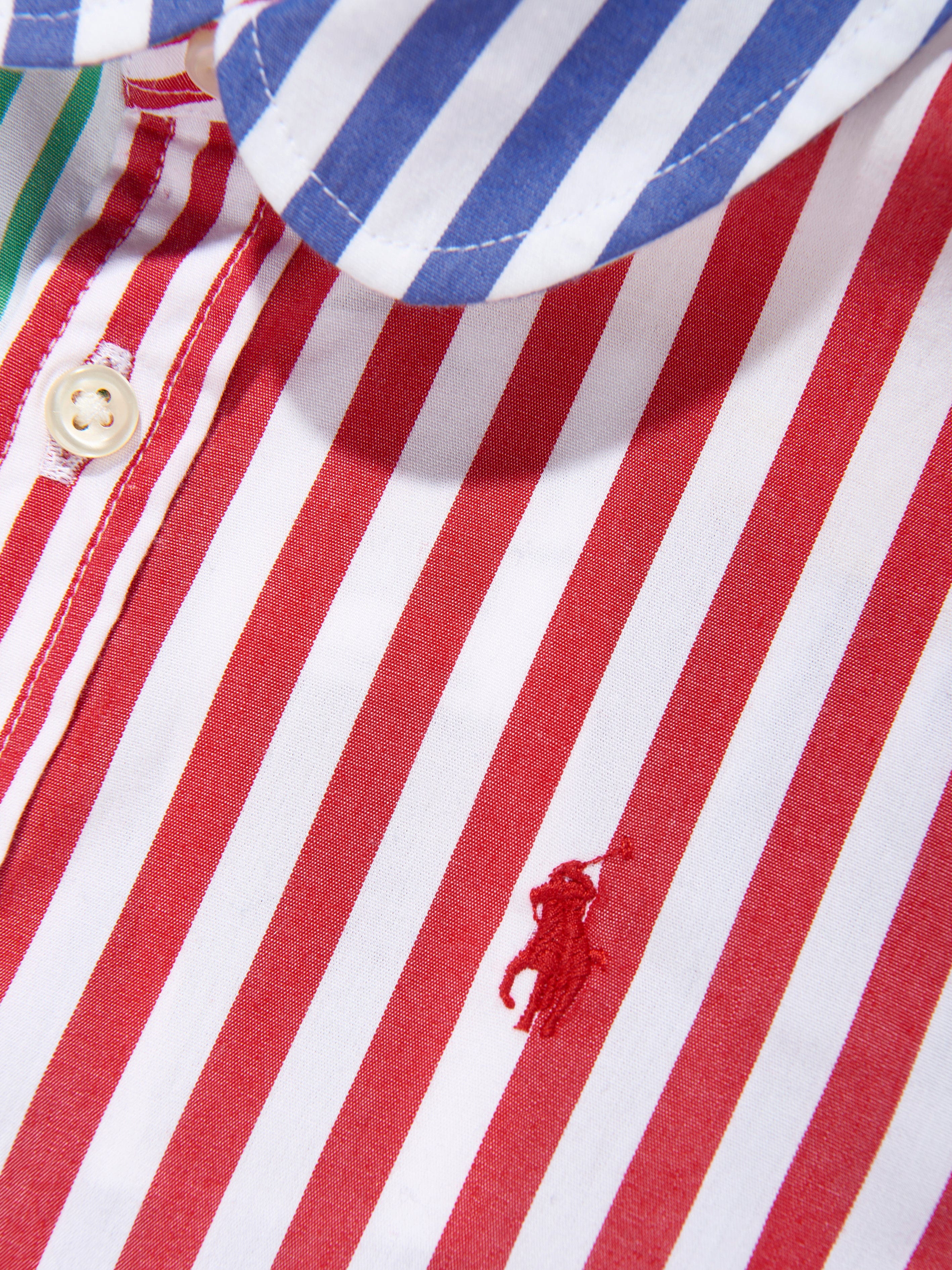 Girls Striped Shirt Dress in Multicolour