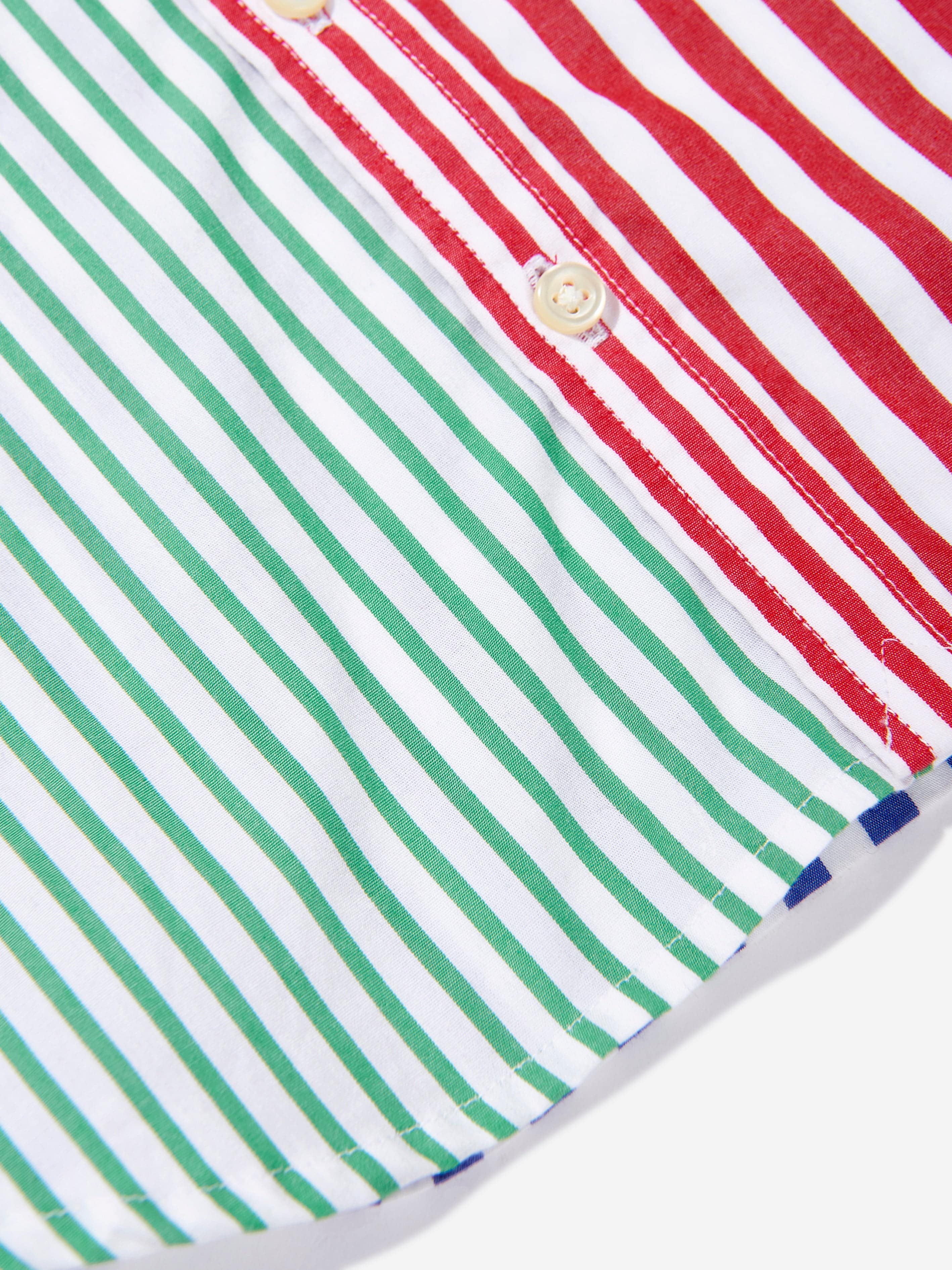 Girls Striped Shirt Dress in Multicolour