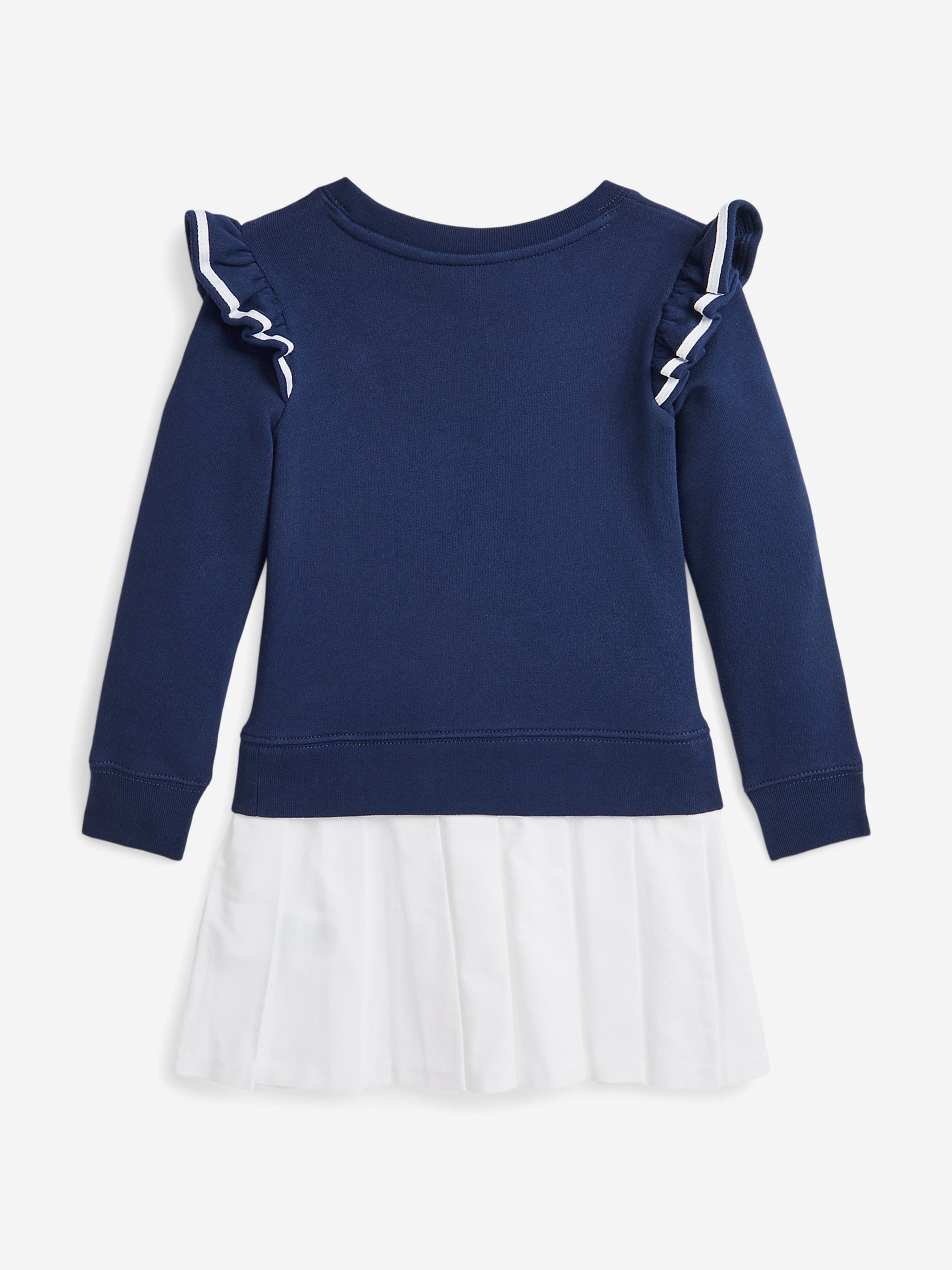 Girls Ruffle Sweater Dress in Navy