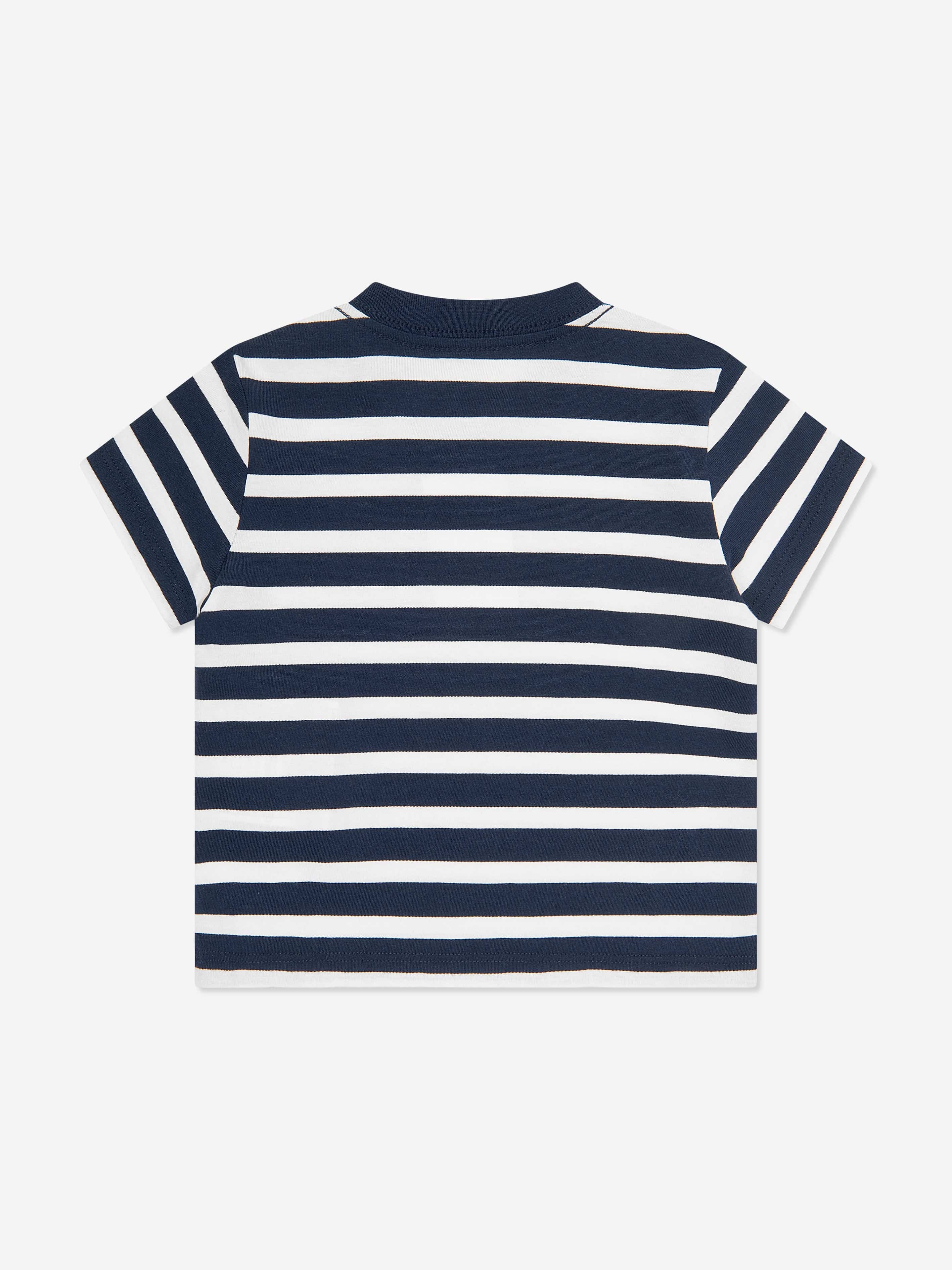 Baby Boys Striped Polo T-Shirt in Navy