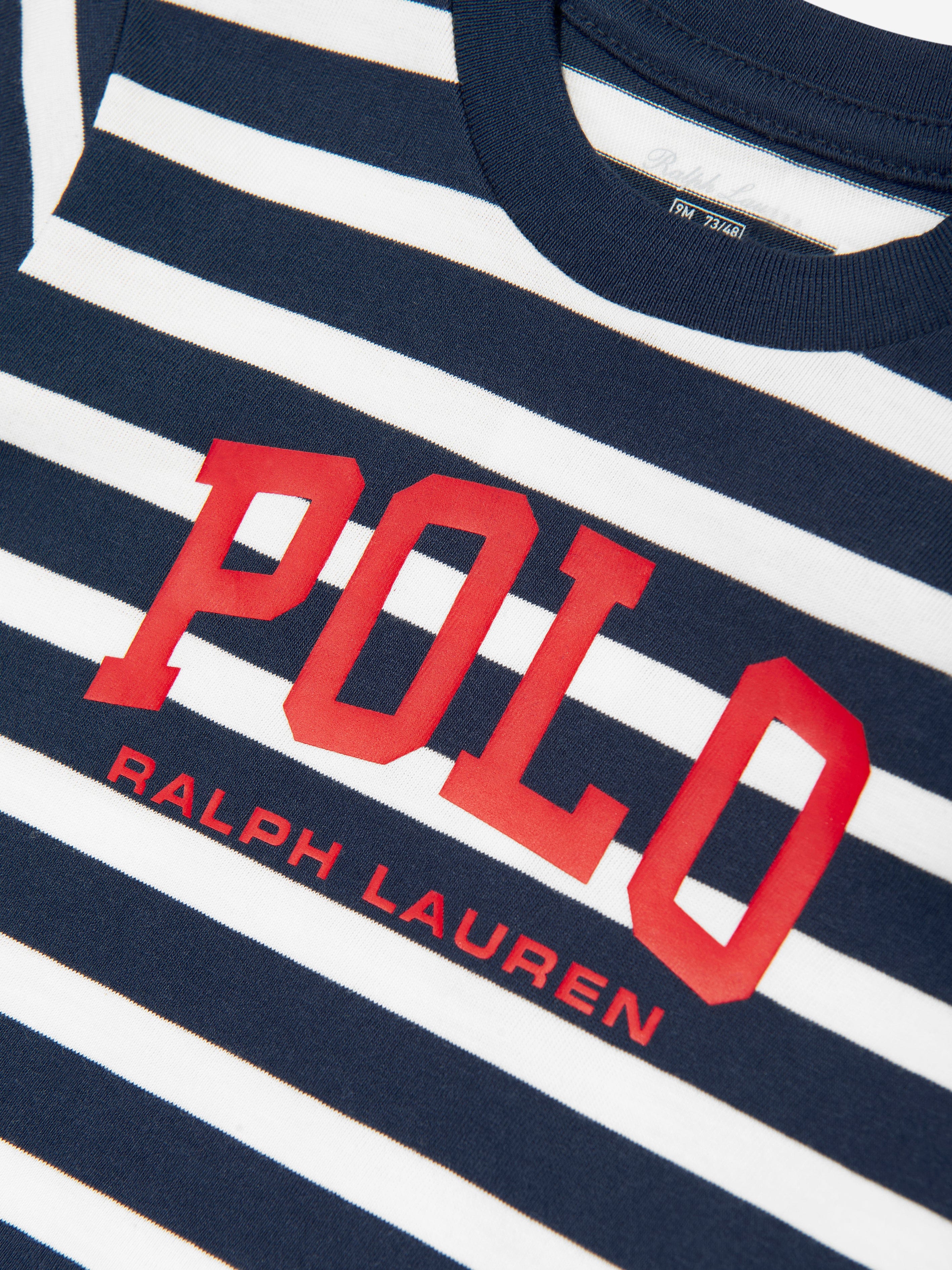 Baby Boys Striped Polo T-Shirt in Navy