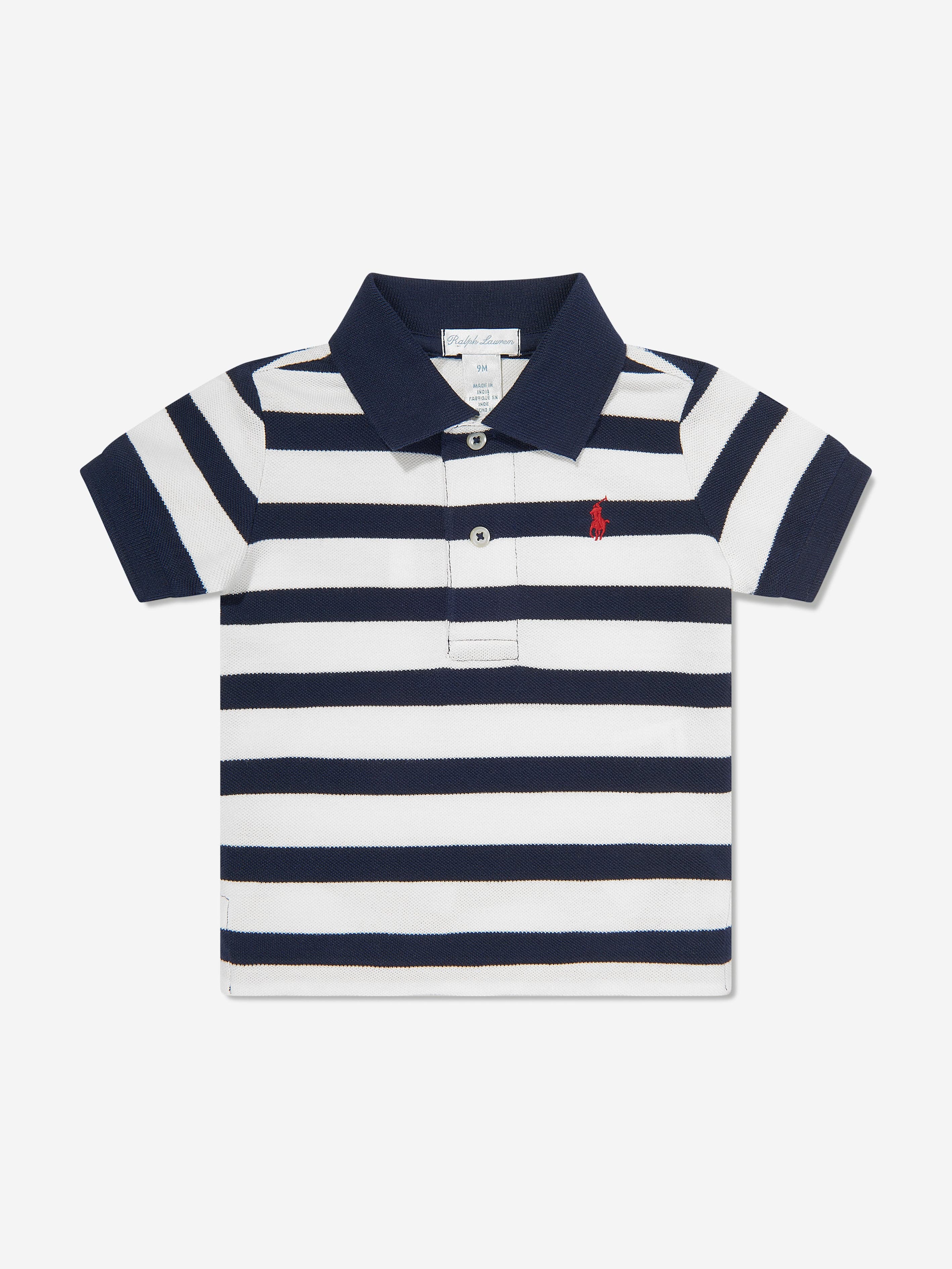 Boys Striped Polo Shirt in Navy