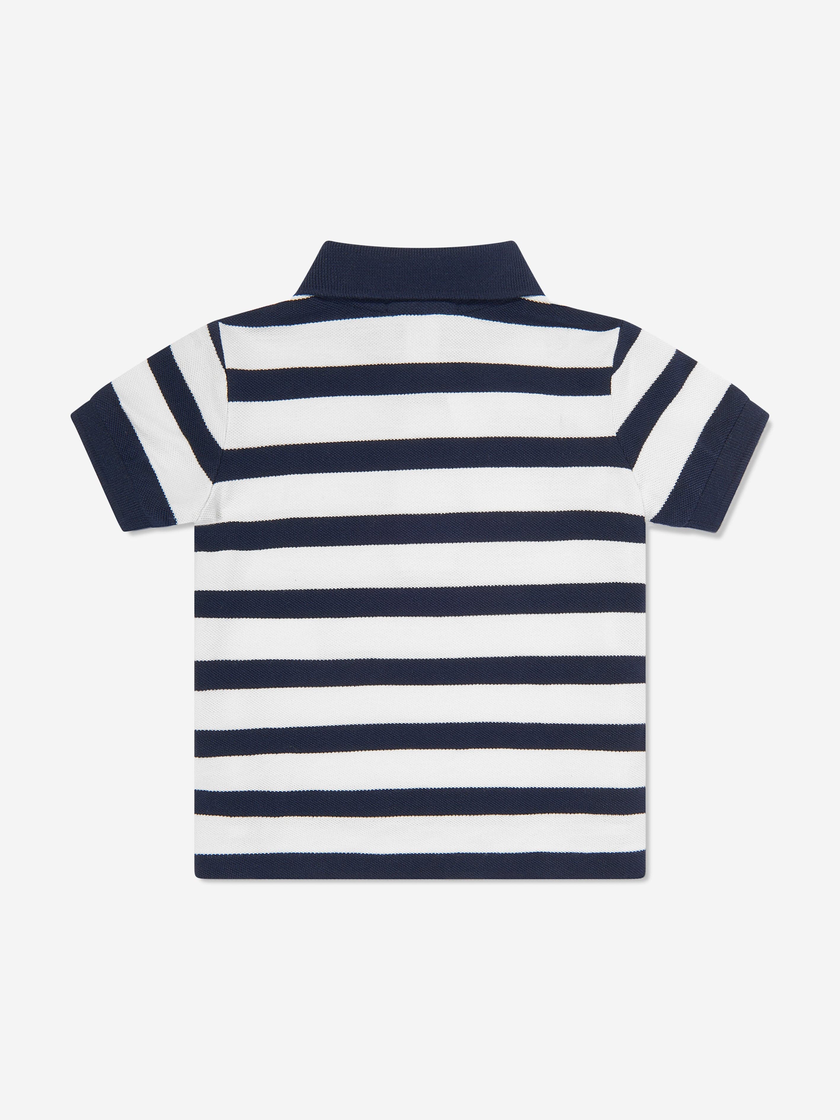 Boys Striped Polo Shirt in Navy