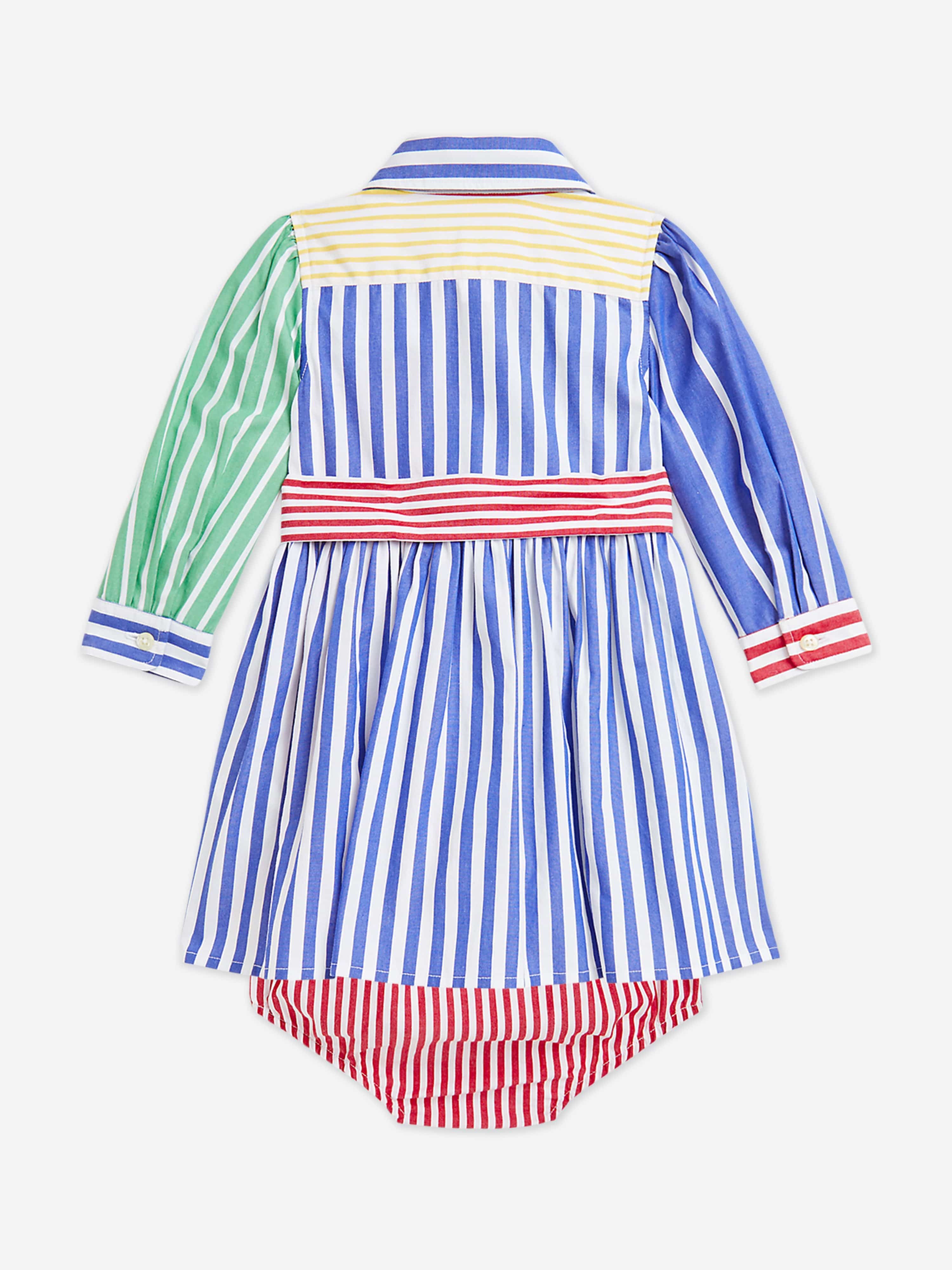 Baby Girls Striped Shirt Dress in Multicolour