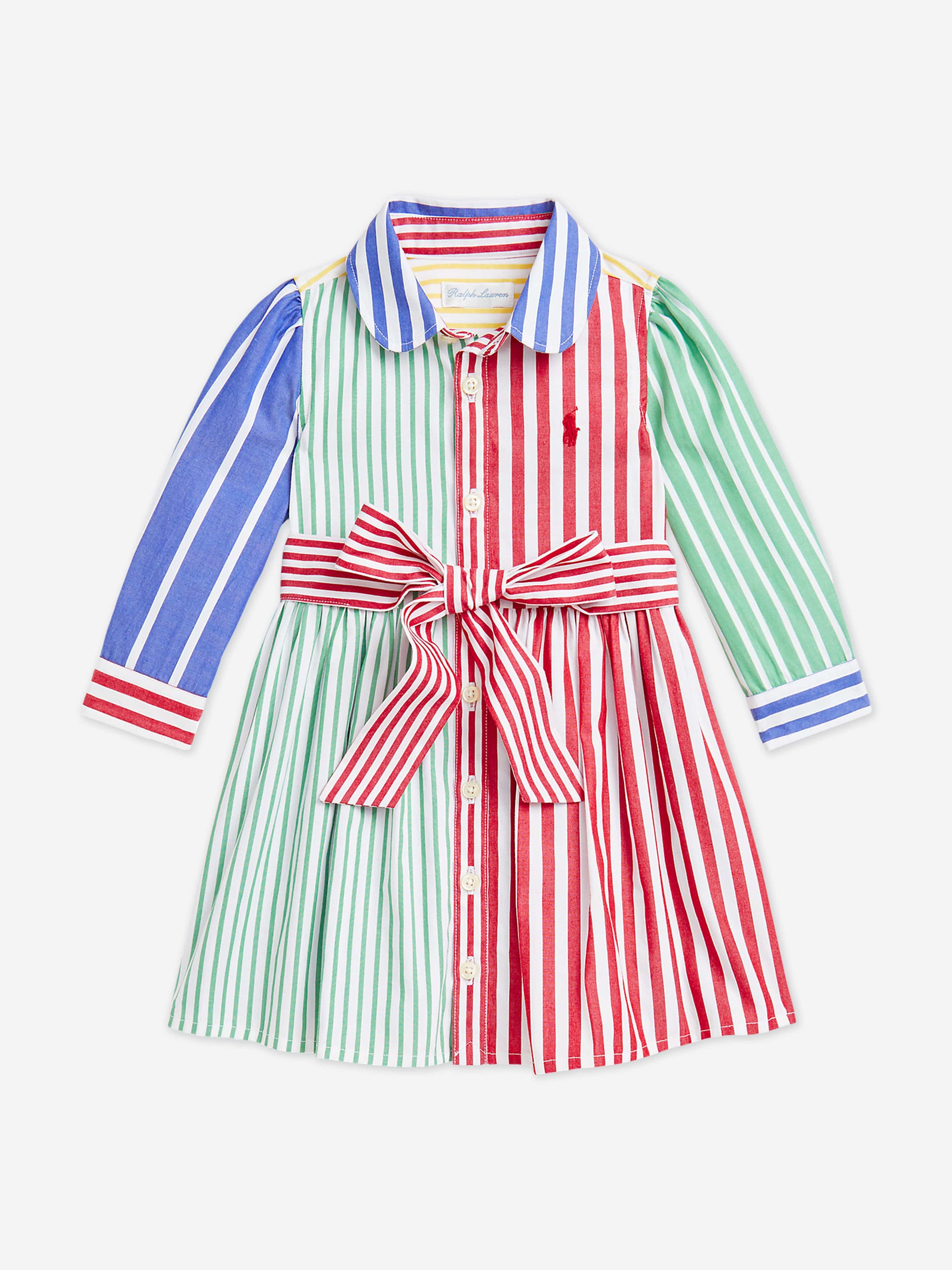 Baby Girls Striped Shirt Dress in Multicolour