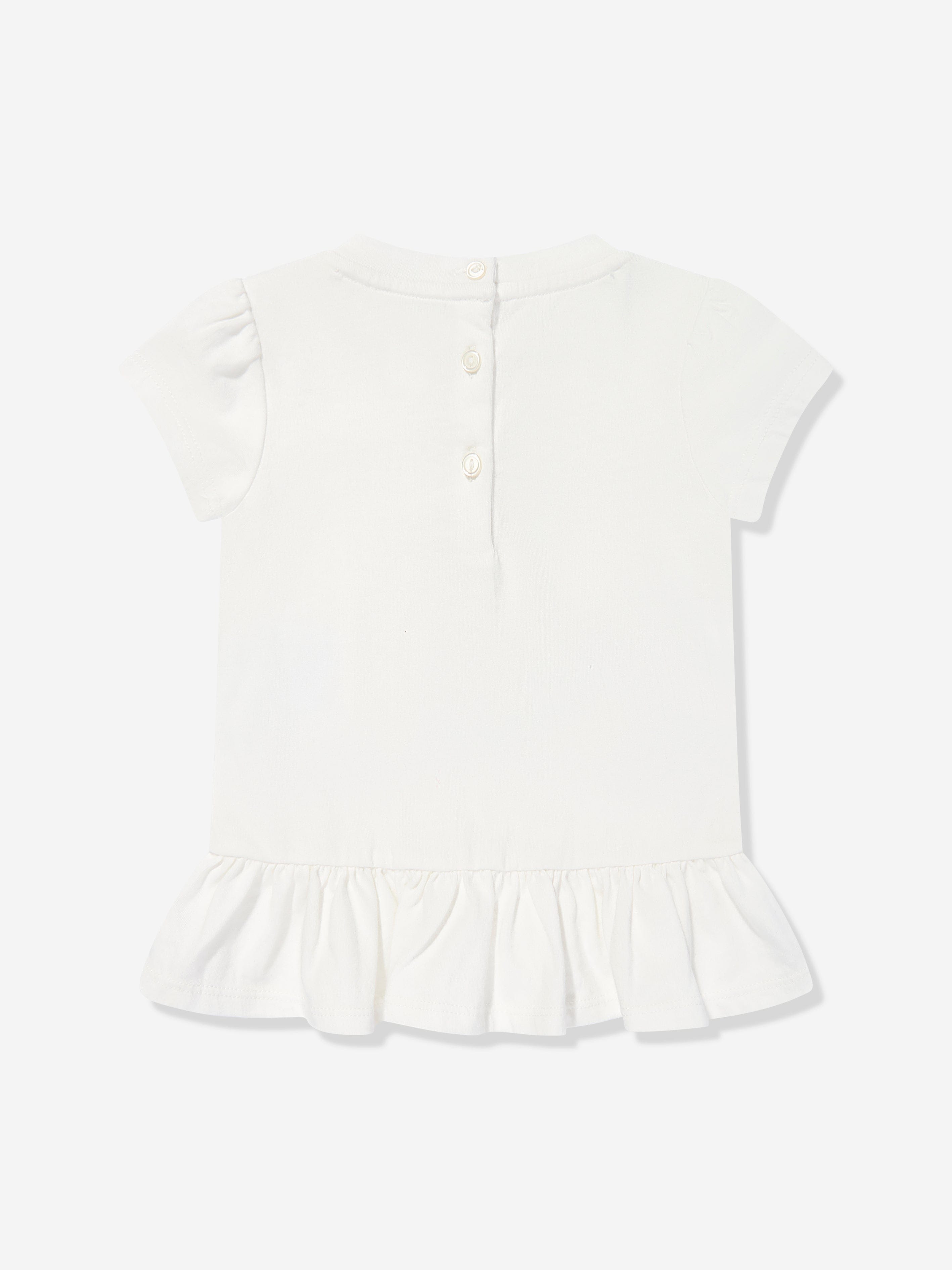 Ralph Lauren Baby Girls Polo Bear Peplum T-Shirt in White
