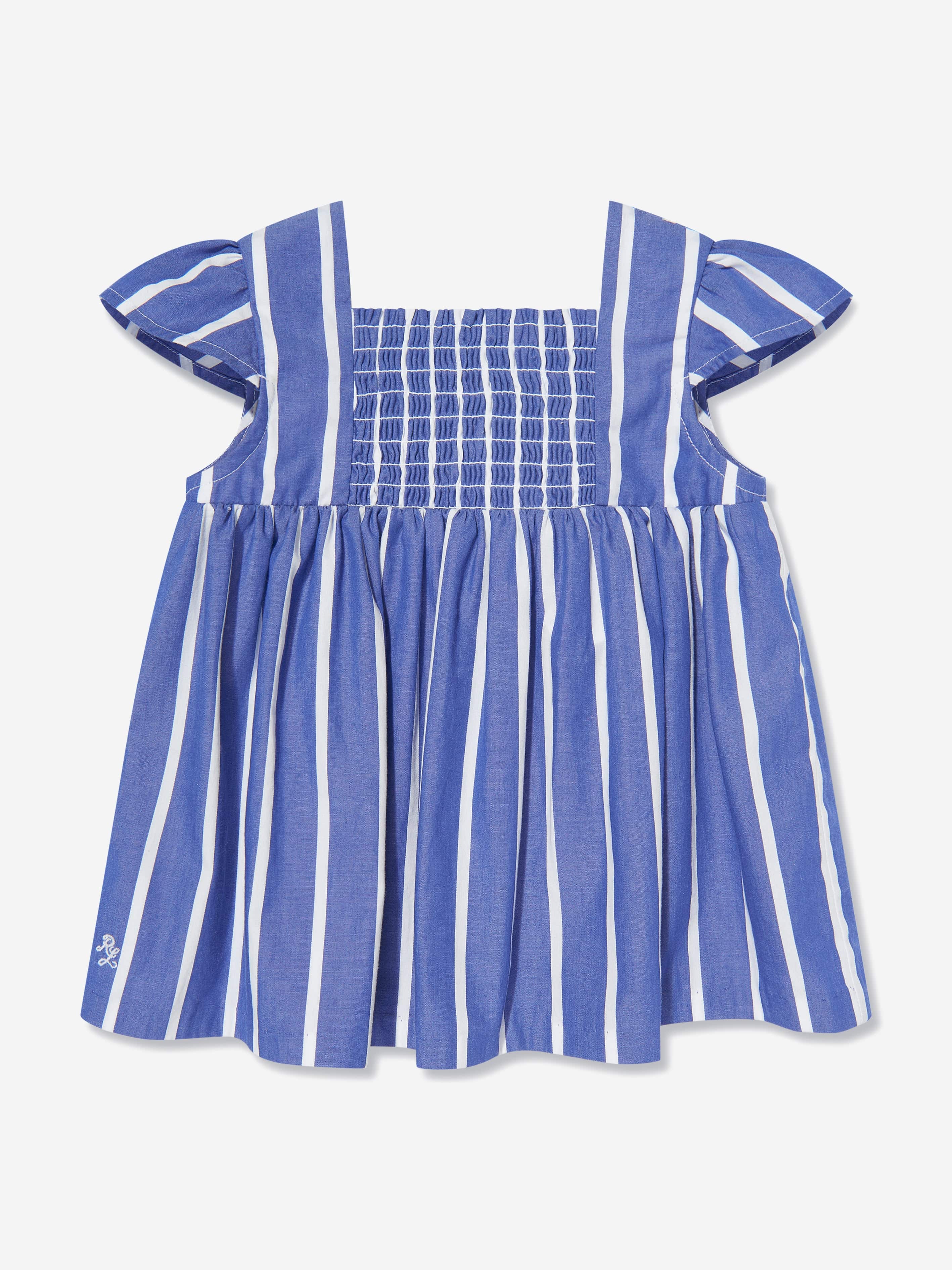 Baby Girls Striped Trouser Set in Blue