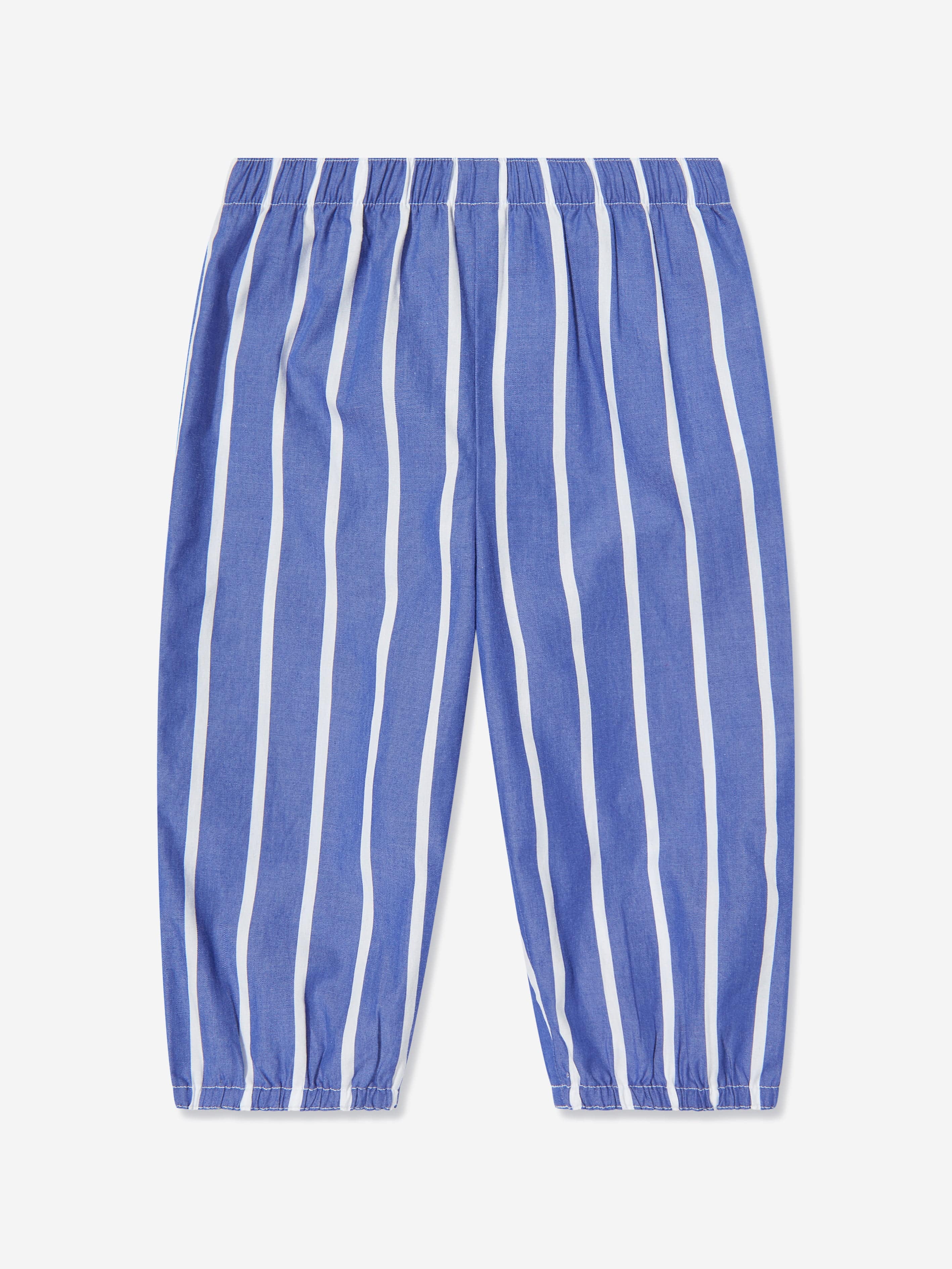 Baby Girls Striped Trouser Set in Blue