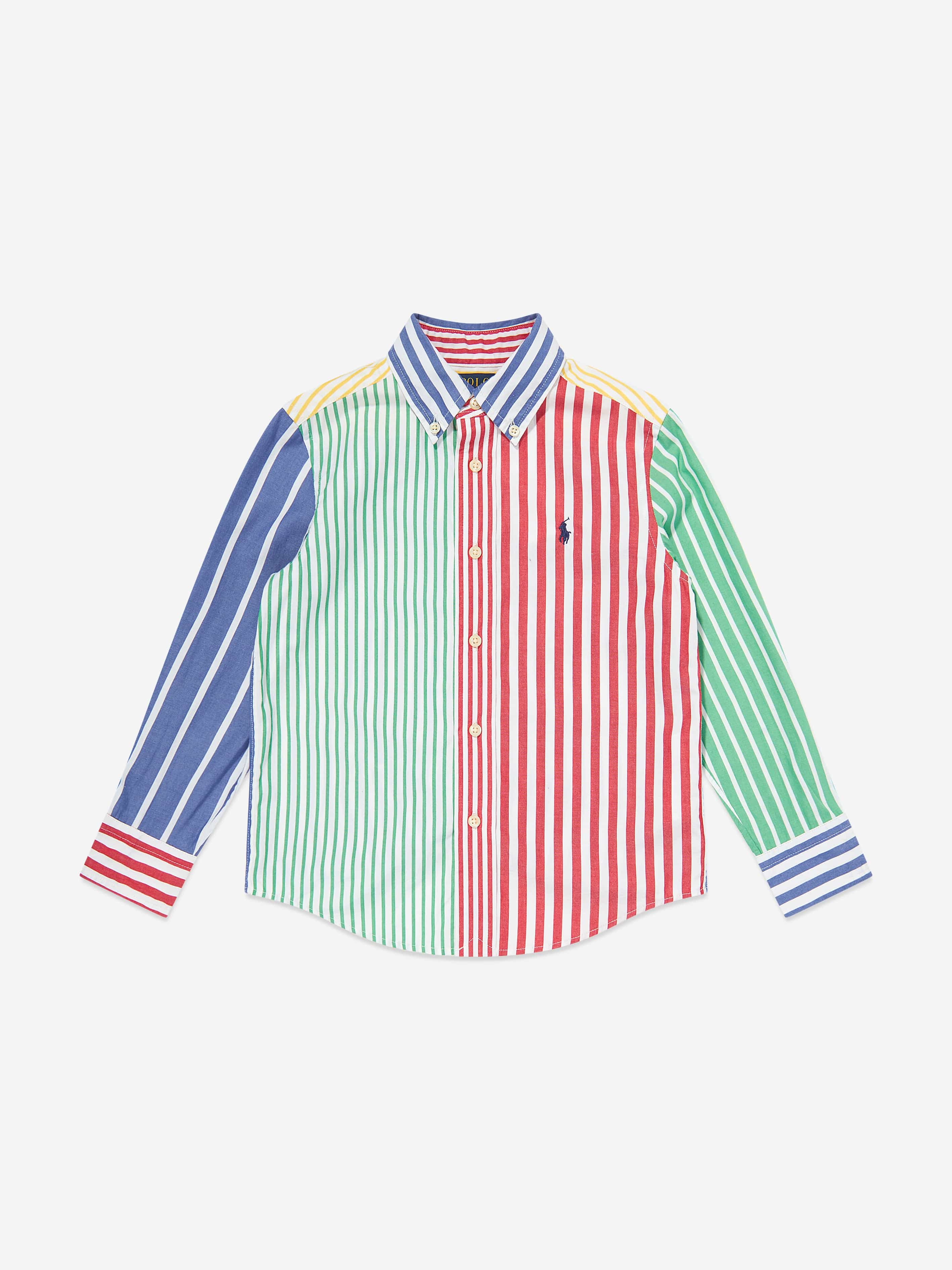 Boys Striped Logo Shirt in Multicolour
