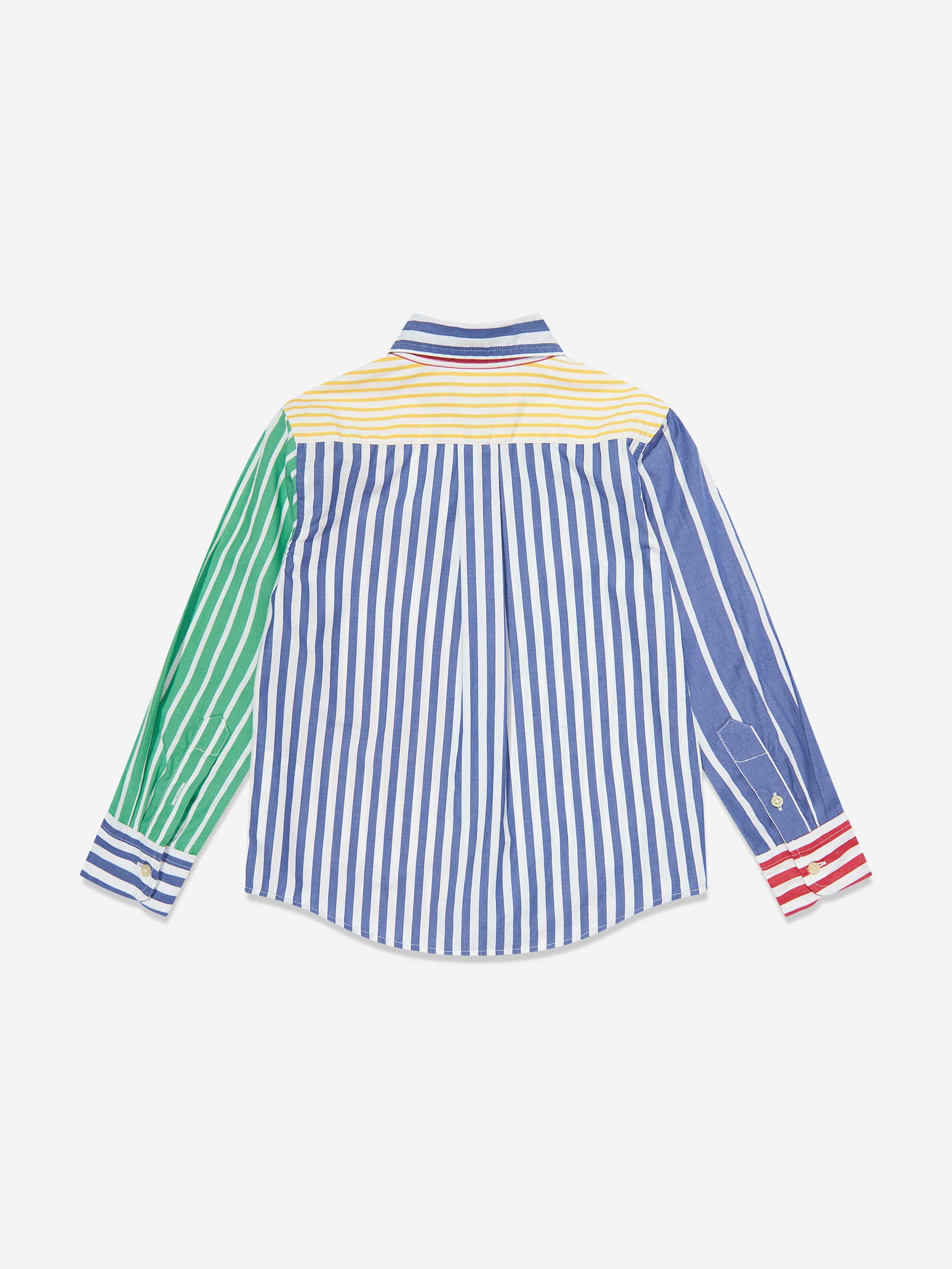 Boys Striped Logo Shirt in Multicolour