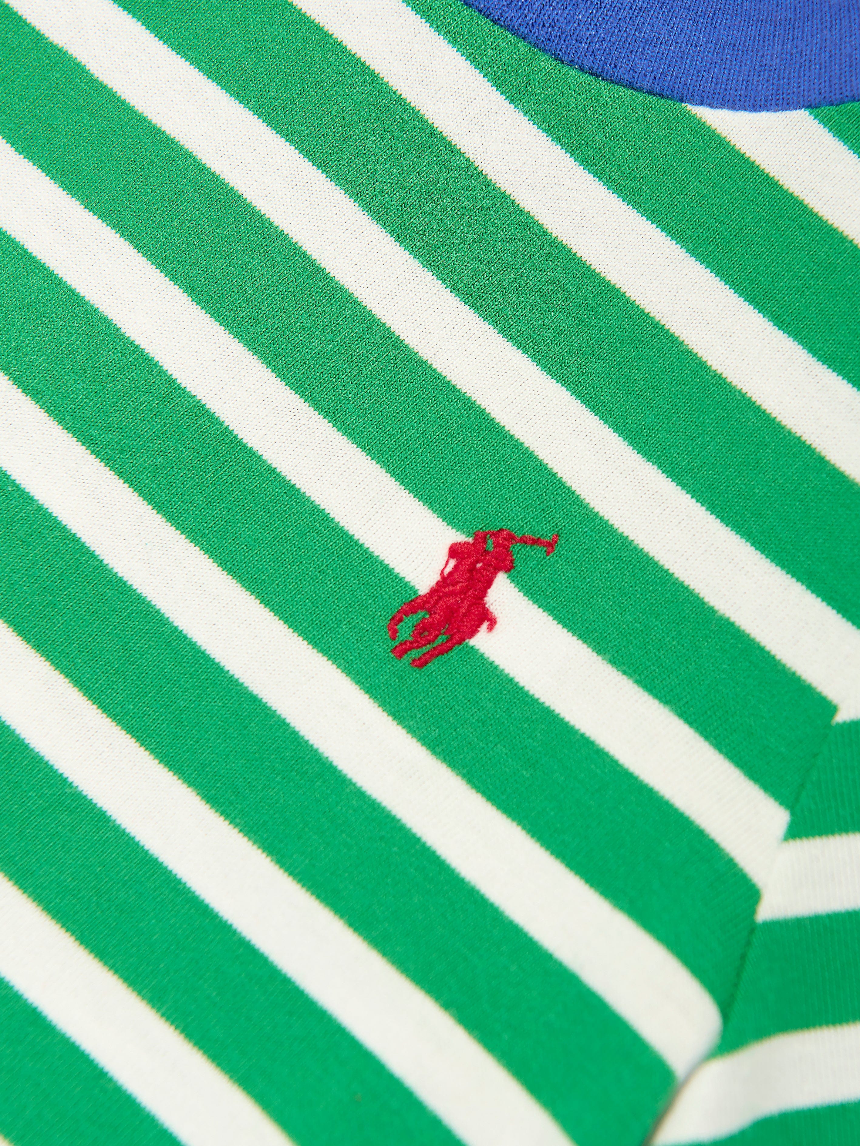 Baby Boys Striped Logo Romper in Green