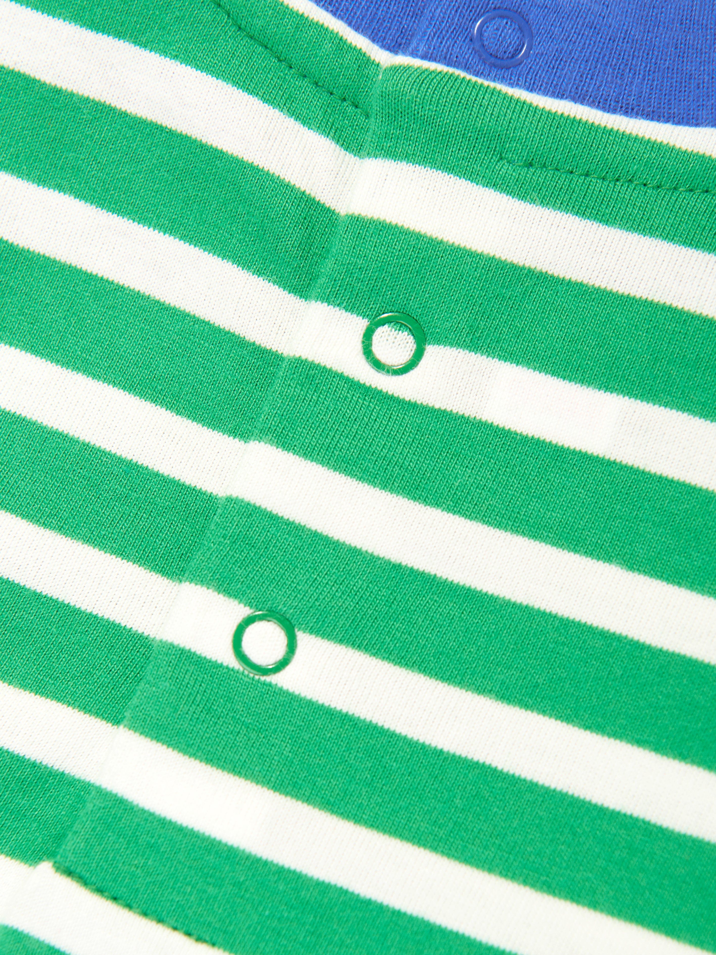 Baby Boys Striped Logo Romper in Green