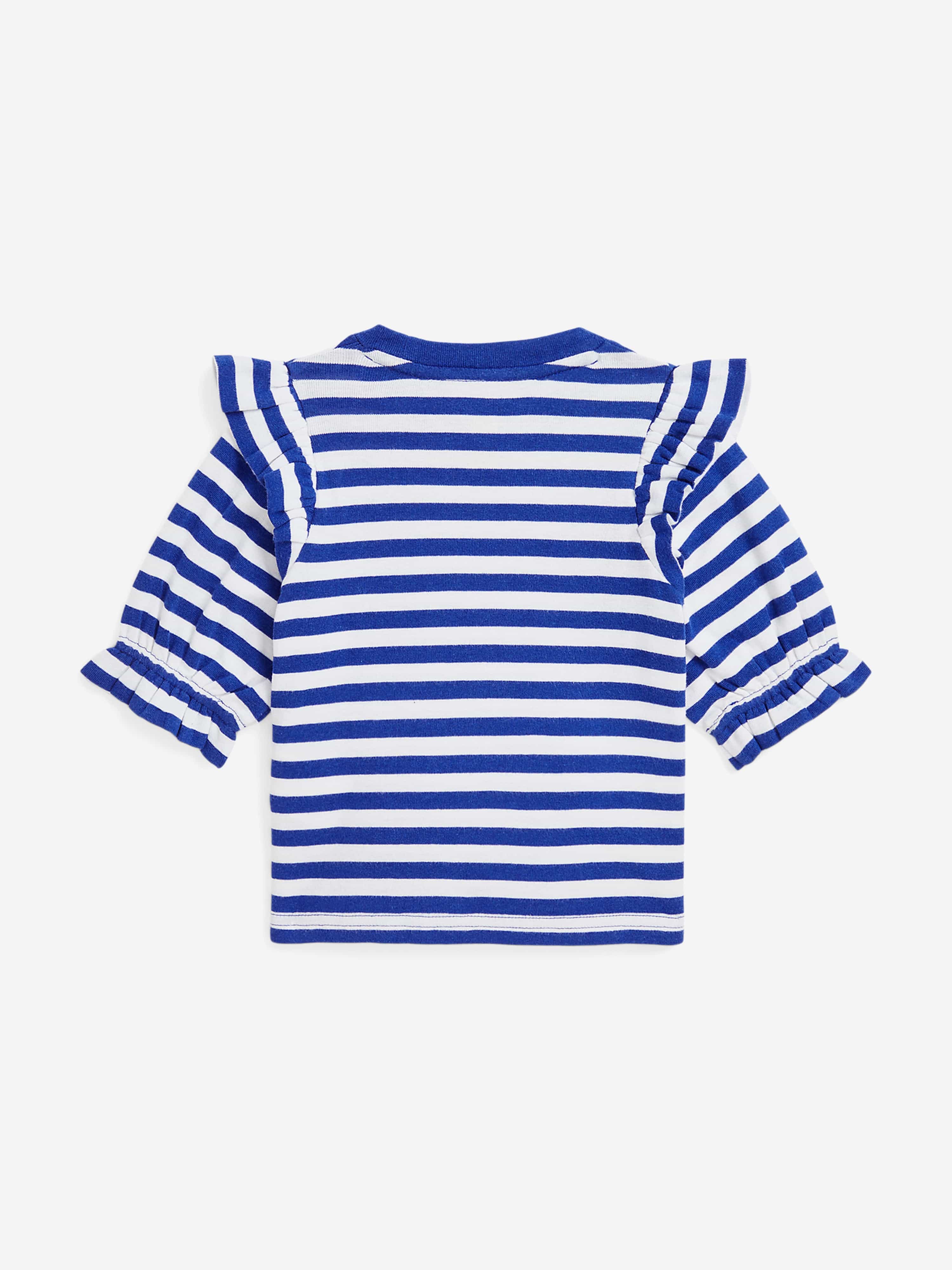 Girls Striped Ruffle Top in Blue