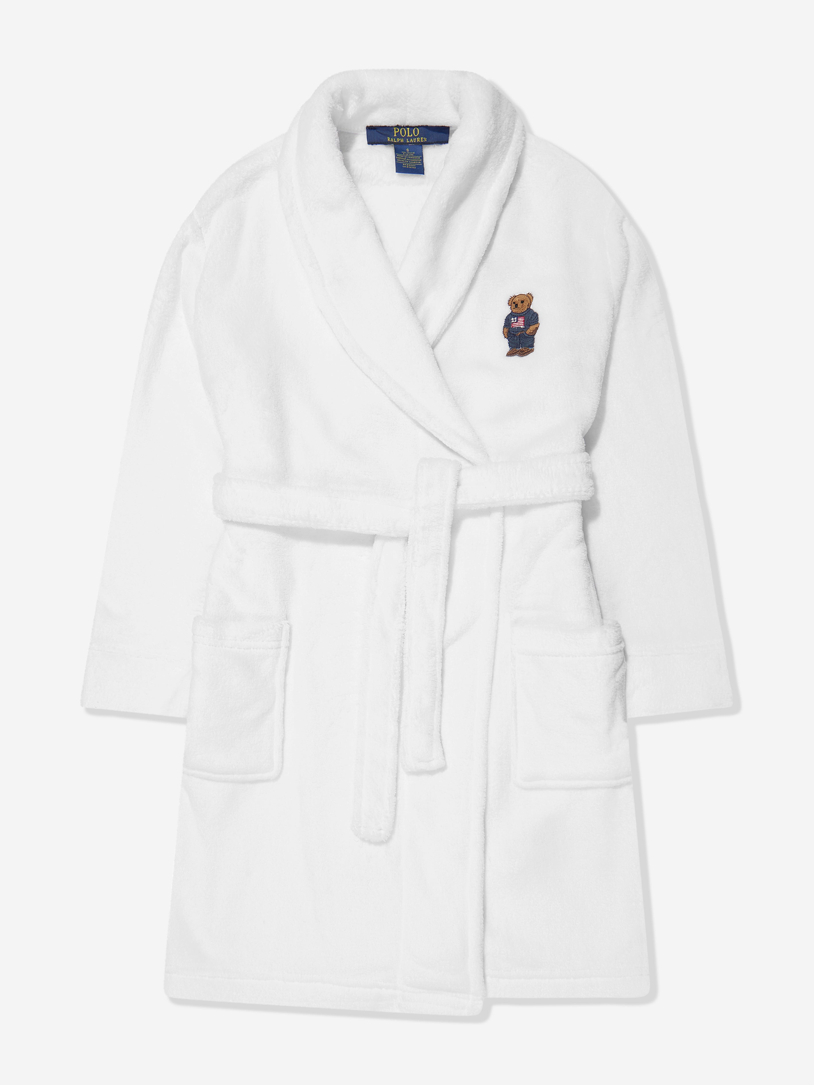 Ralph Lauren Boys Bear Patch Robe in White
