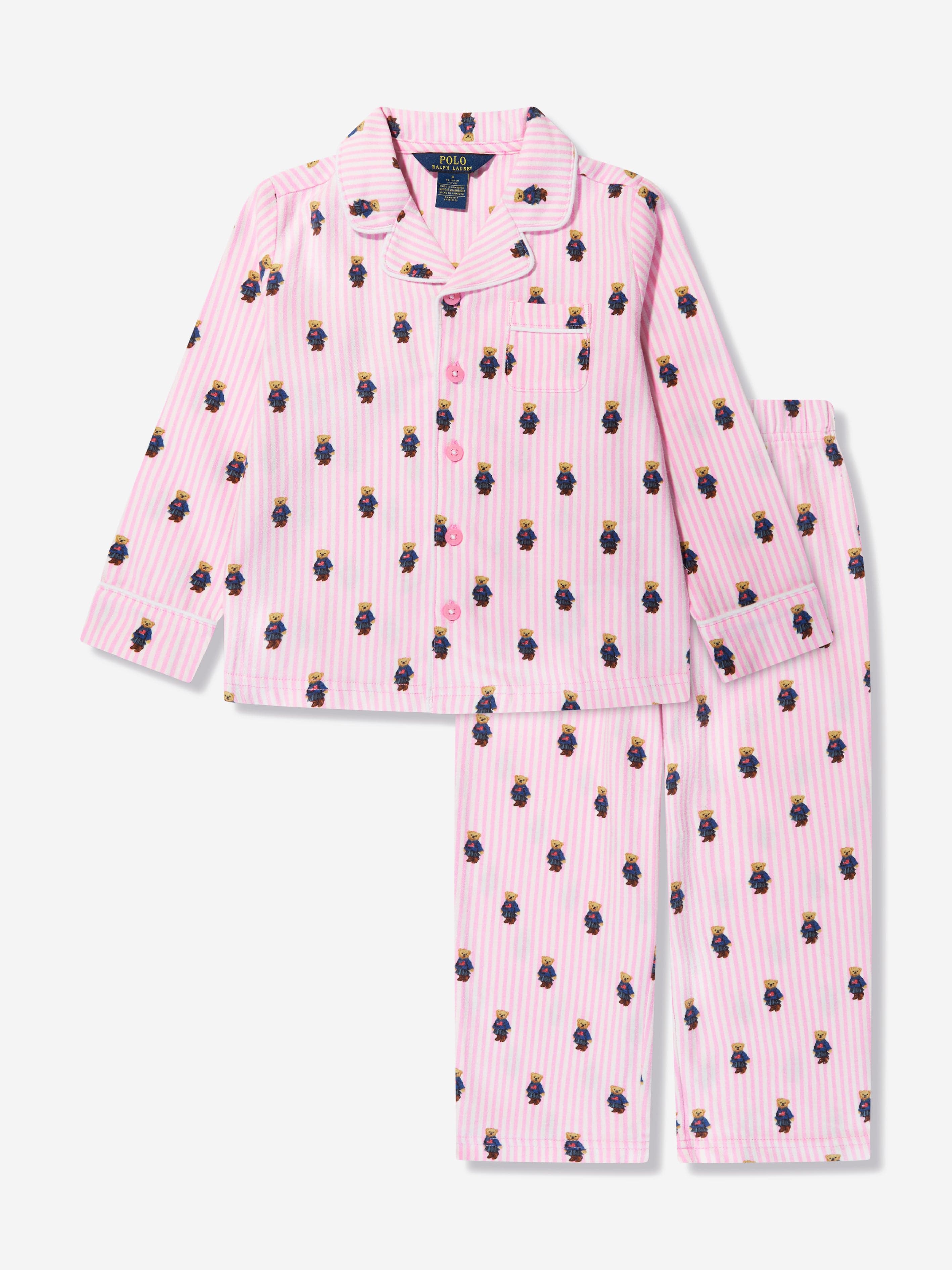 Ralph Lauren Girls Bear Pyjama Set in Pink