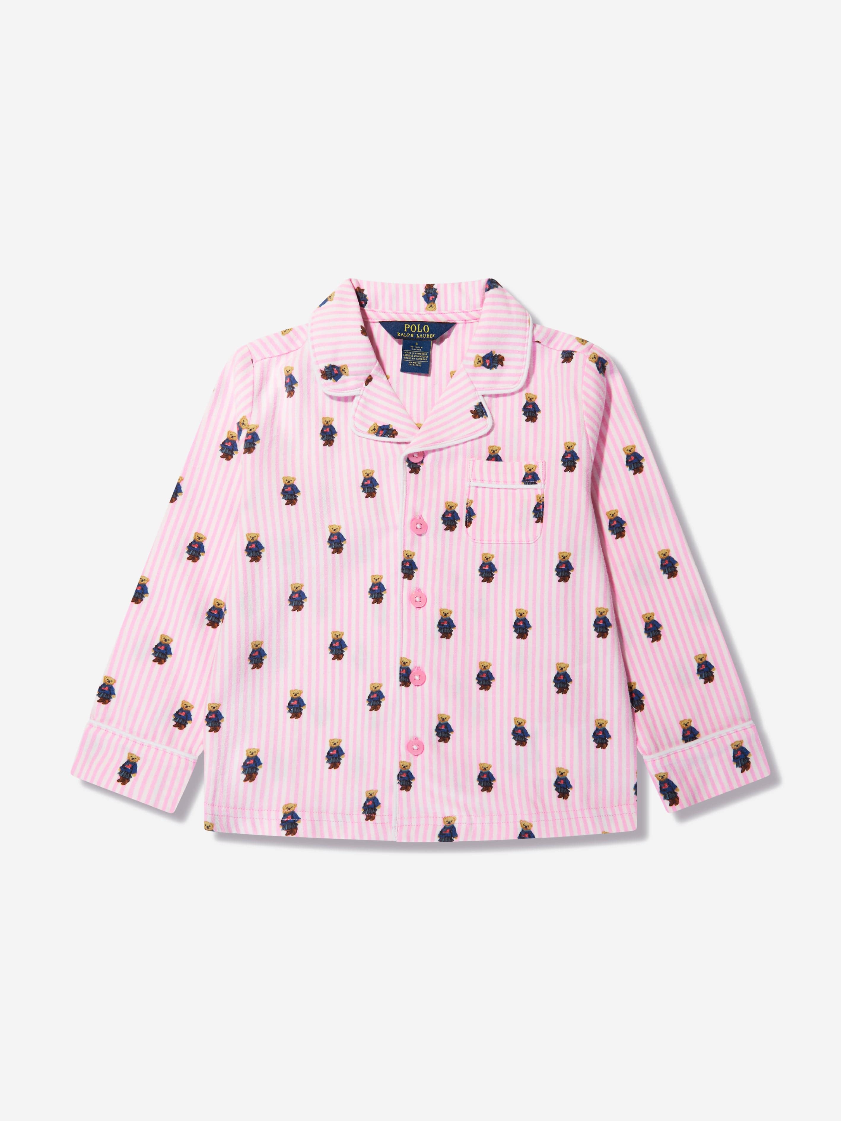 Ralph Lauren Girls Bear Pyjama Set in Pink
