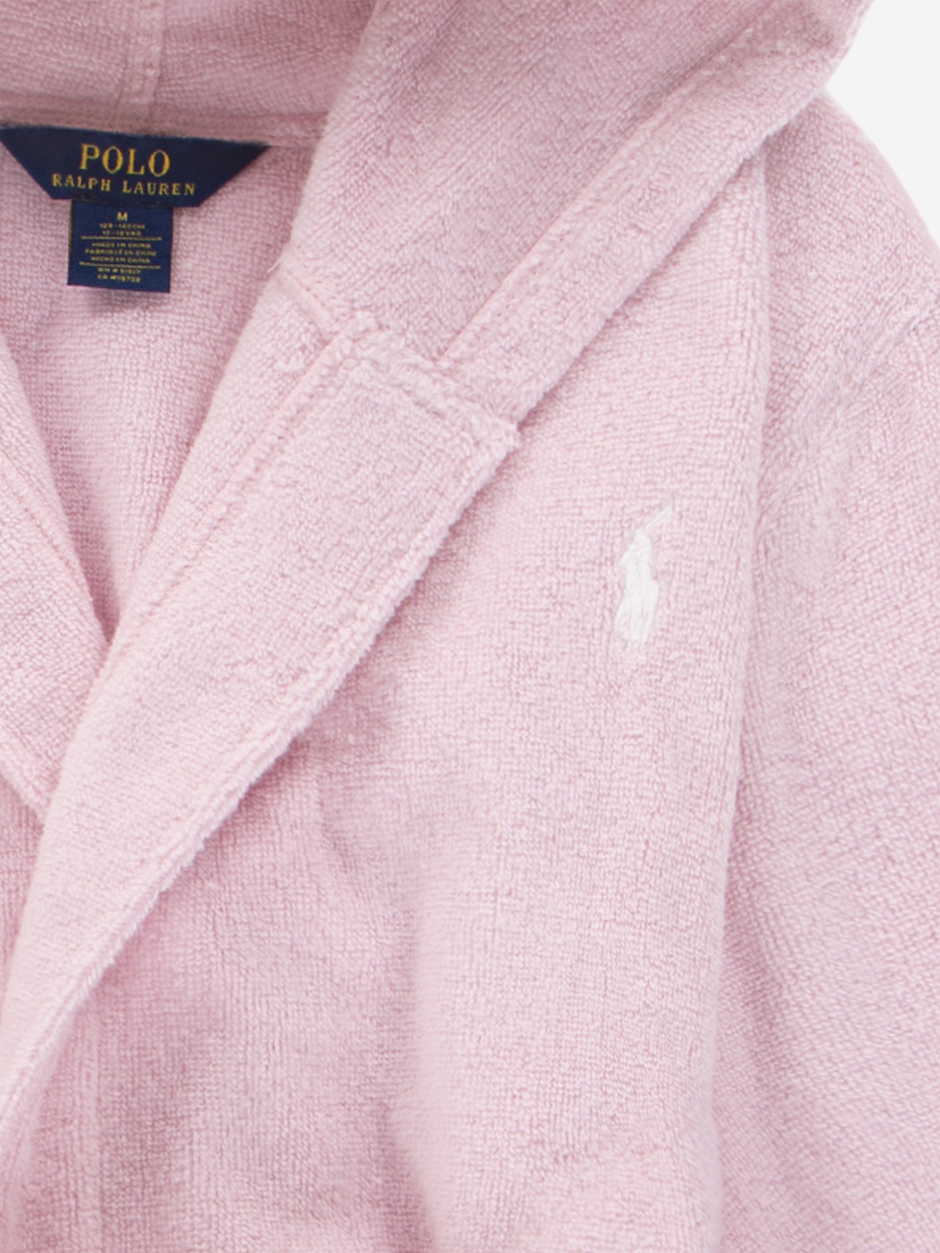 Ralph Lauren Girls Hooded Plush Terry Bathrobe in Pink
