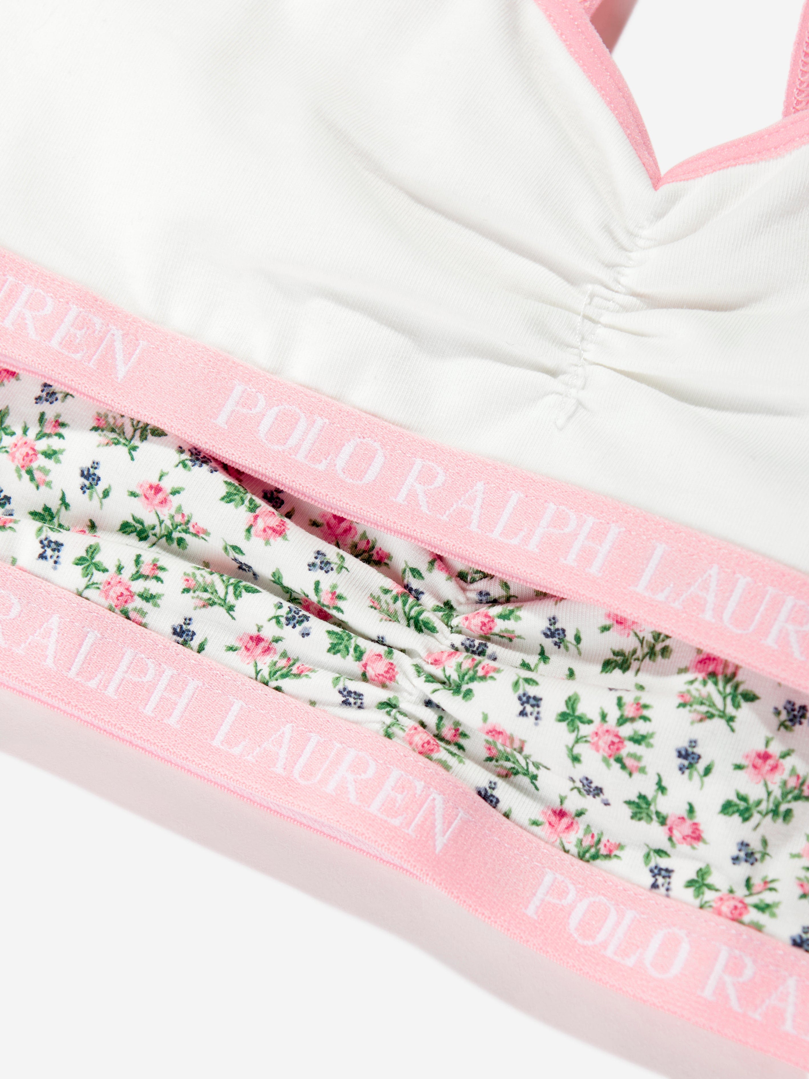 Ralph Lauren Girls 2 Pack Bralette Set in Ivory