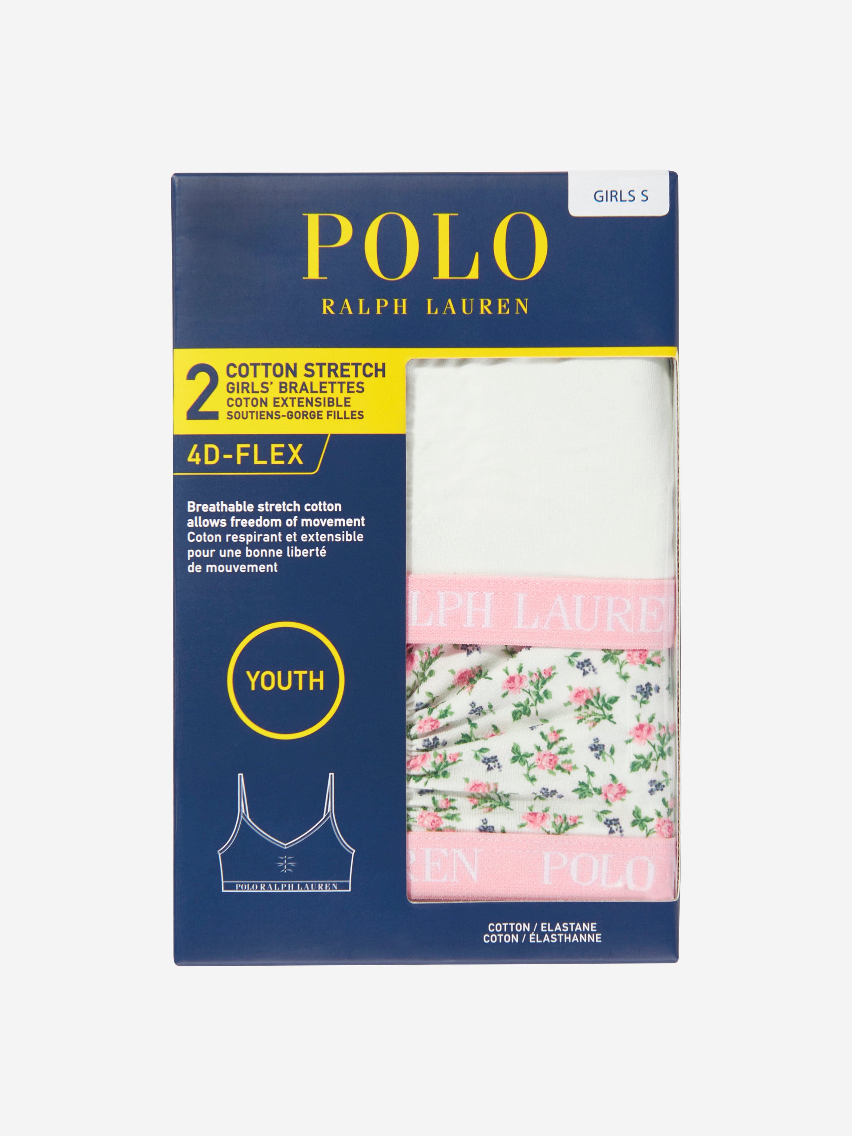 Ralph Lauren Girls 2 Pack Bralette Set in Ivory