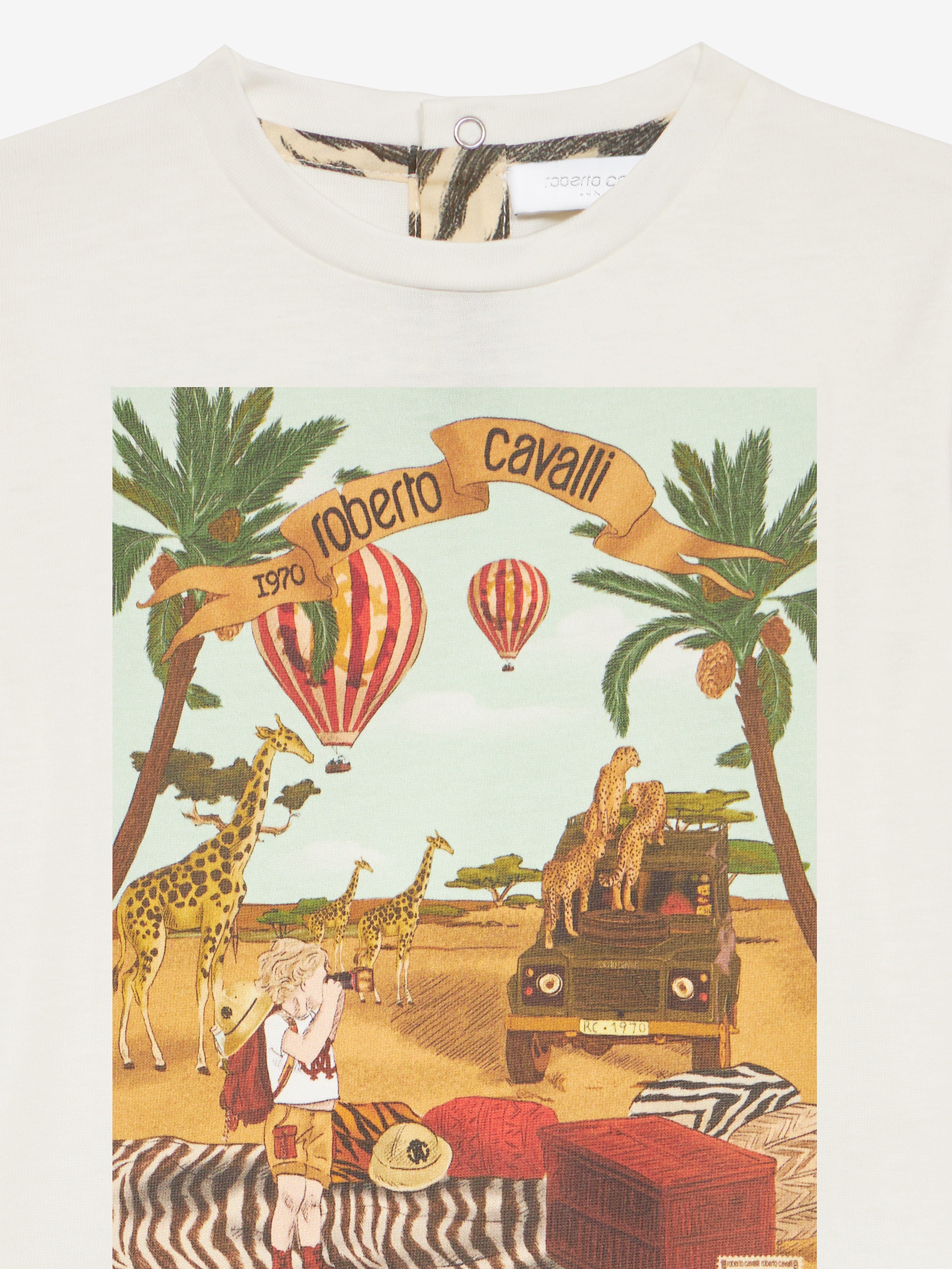 Baby Boys Safari Print T-Shirt in White