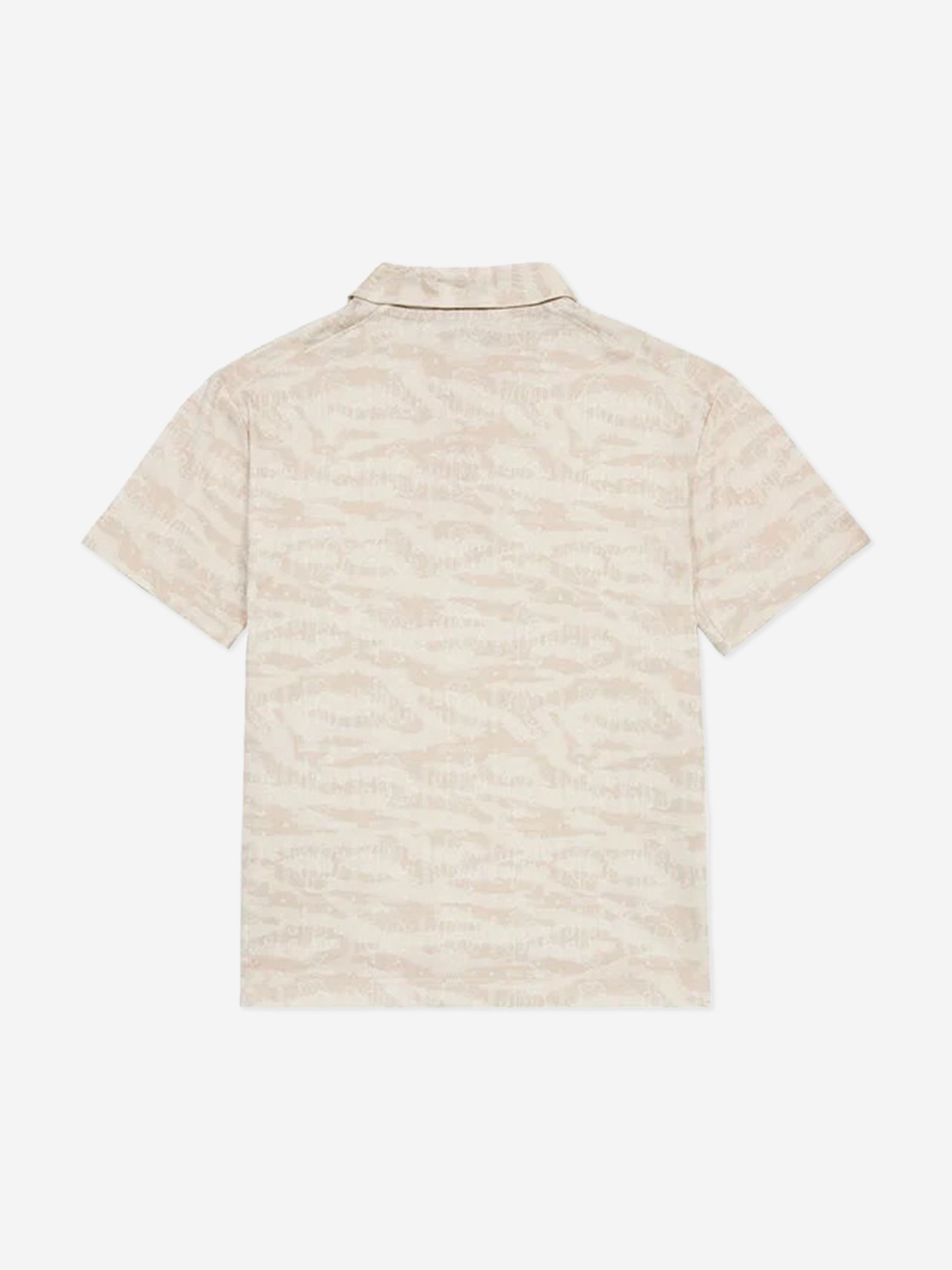 Boys Zebra Print Polo Shirt in Beige