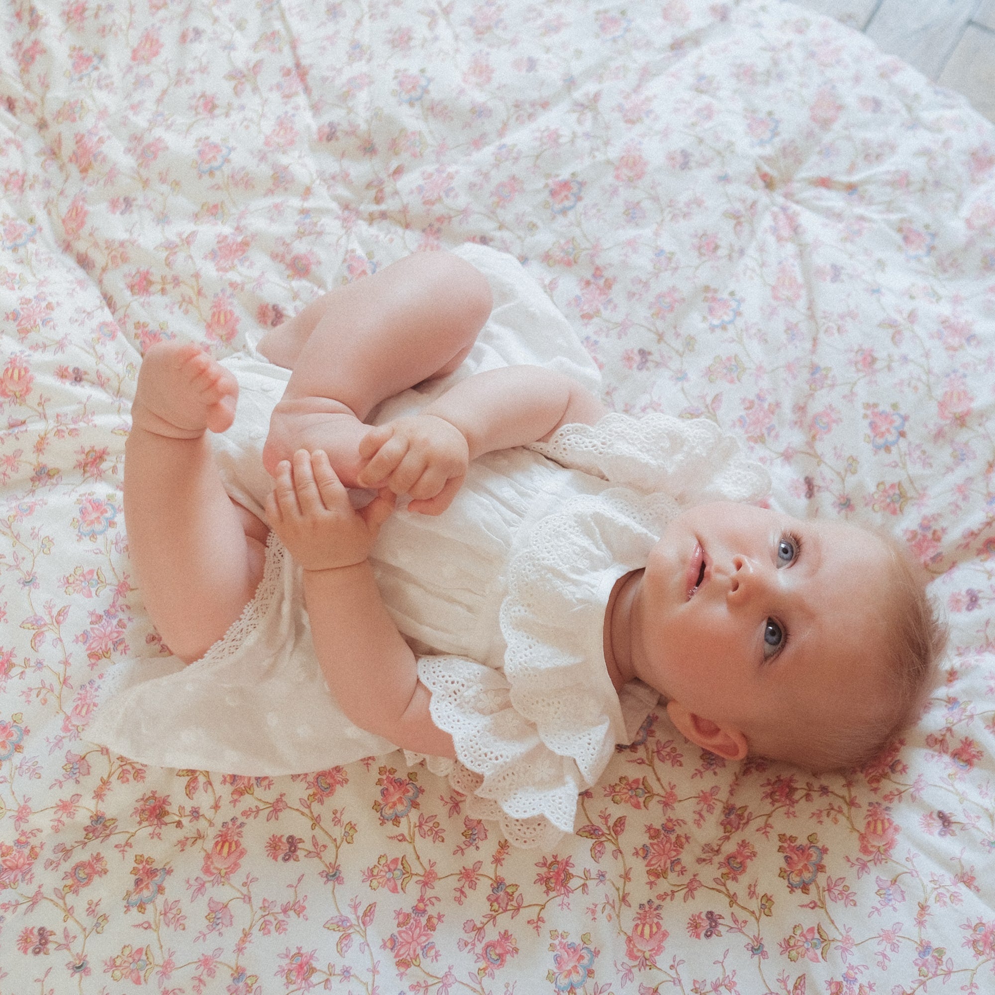 Baby Girls White Embroidered Cotton Babysuit