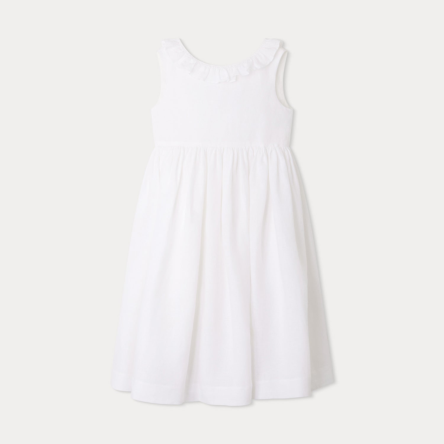 knee length dresses for ladies Girls White Linen Dress