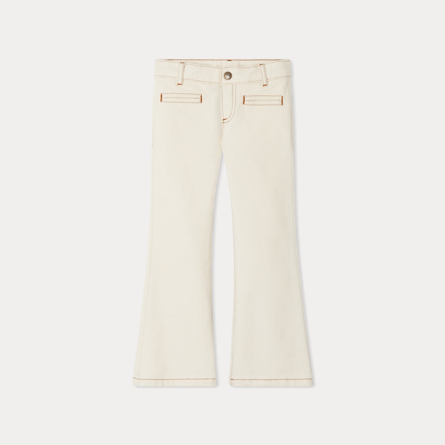 Girls White Cotton Trousers