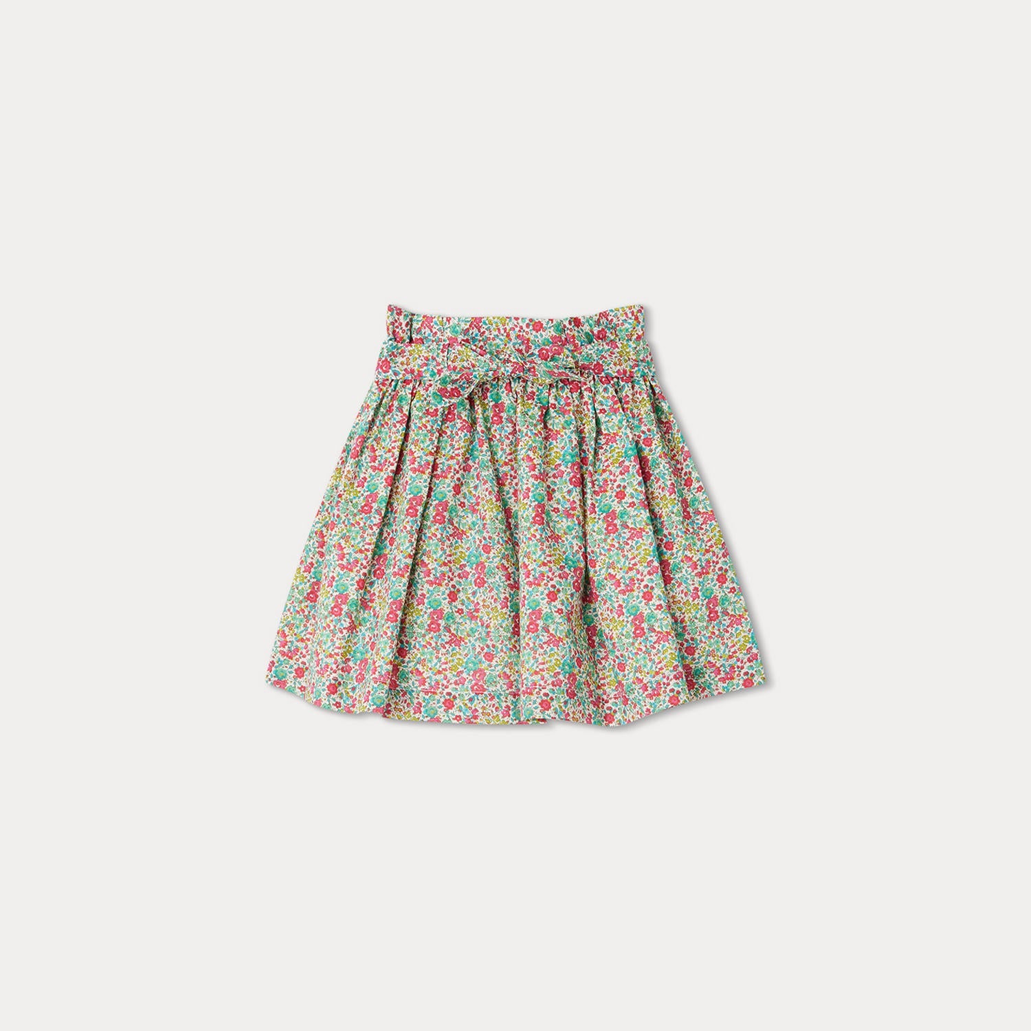 Girls Red Floral Cotton Skirt