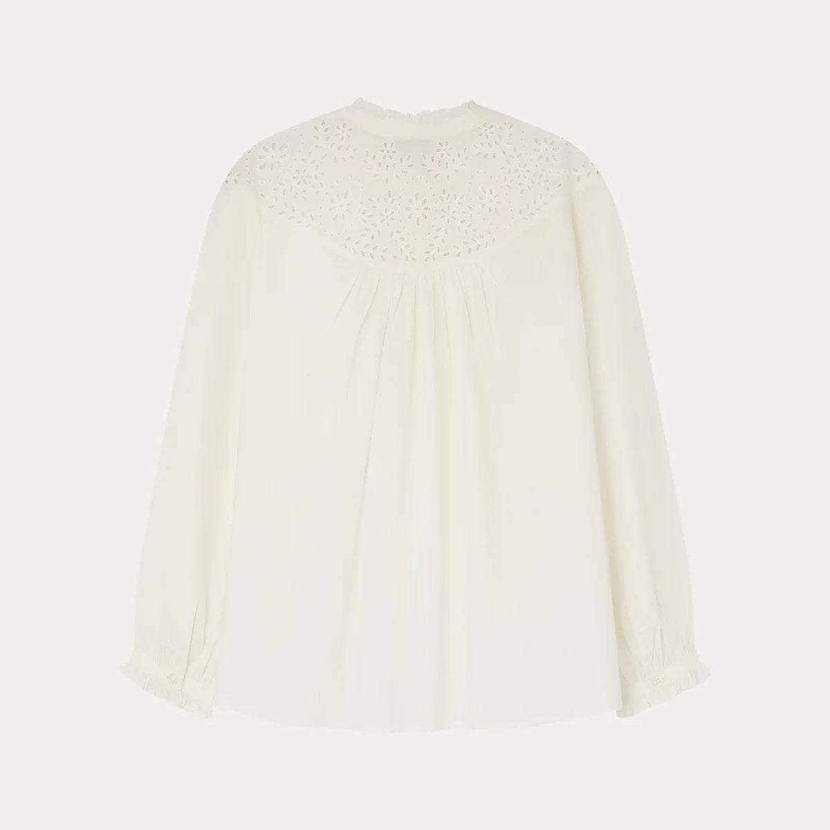 Girls White Embroidered Cotton Shirt