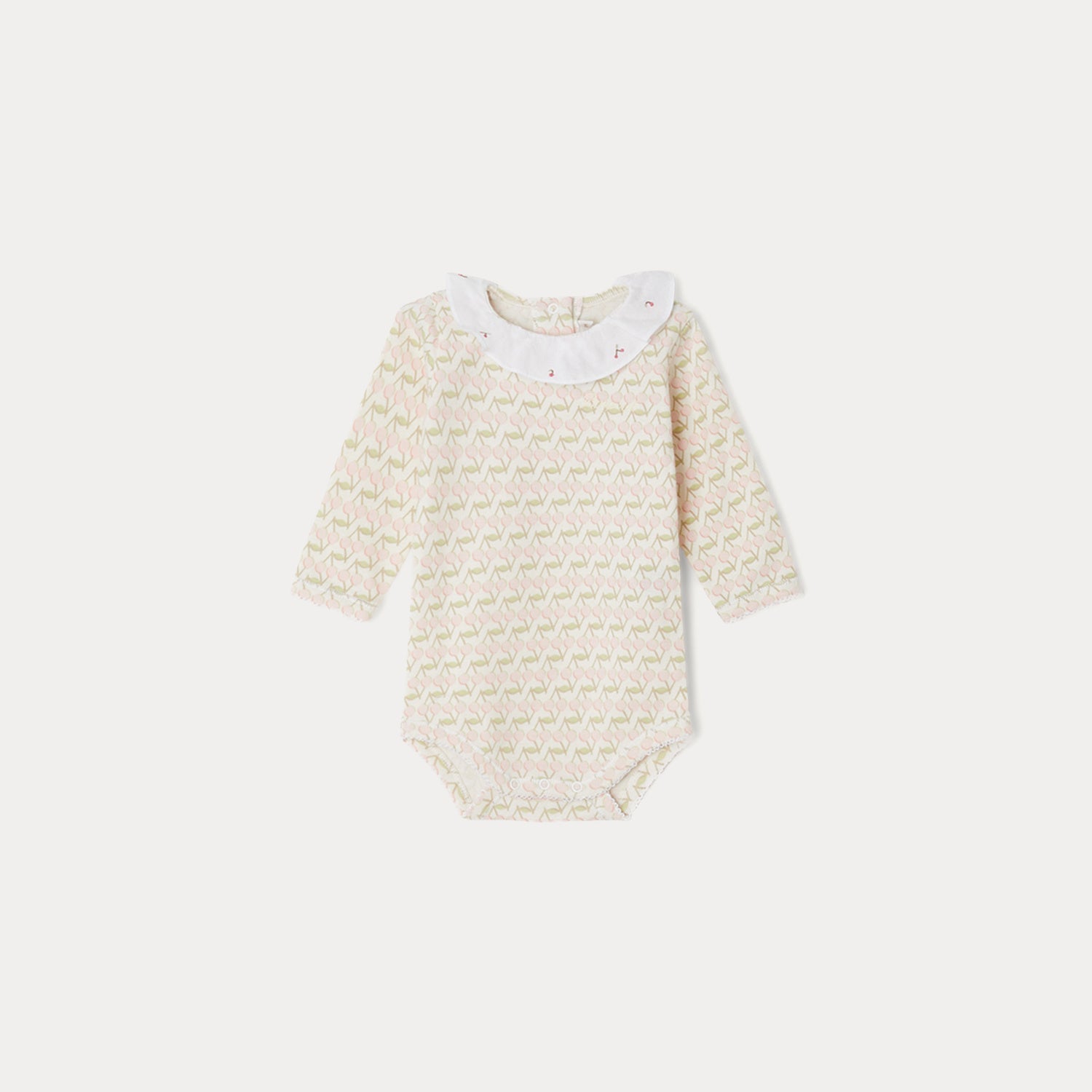Baby Girls Pink Logo Cotton Babysuit