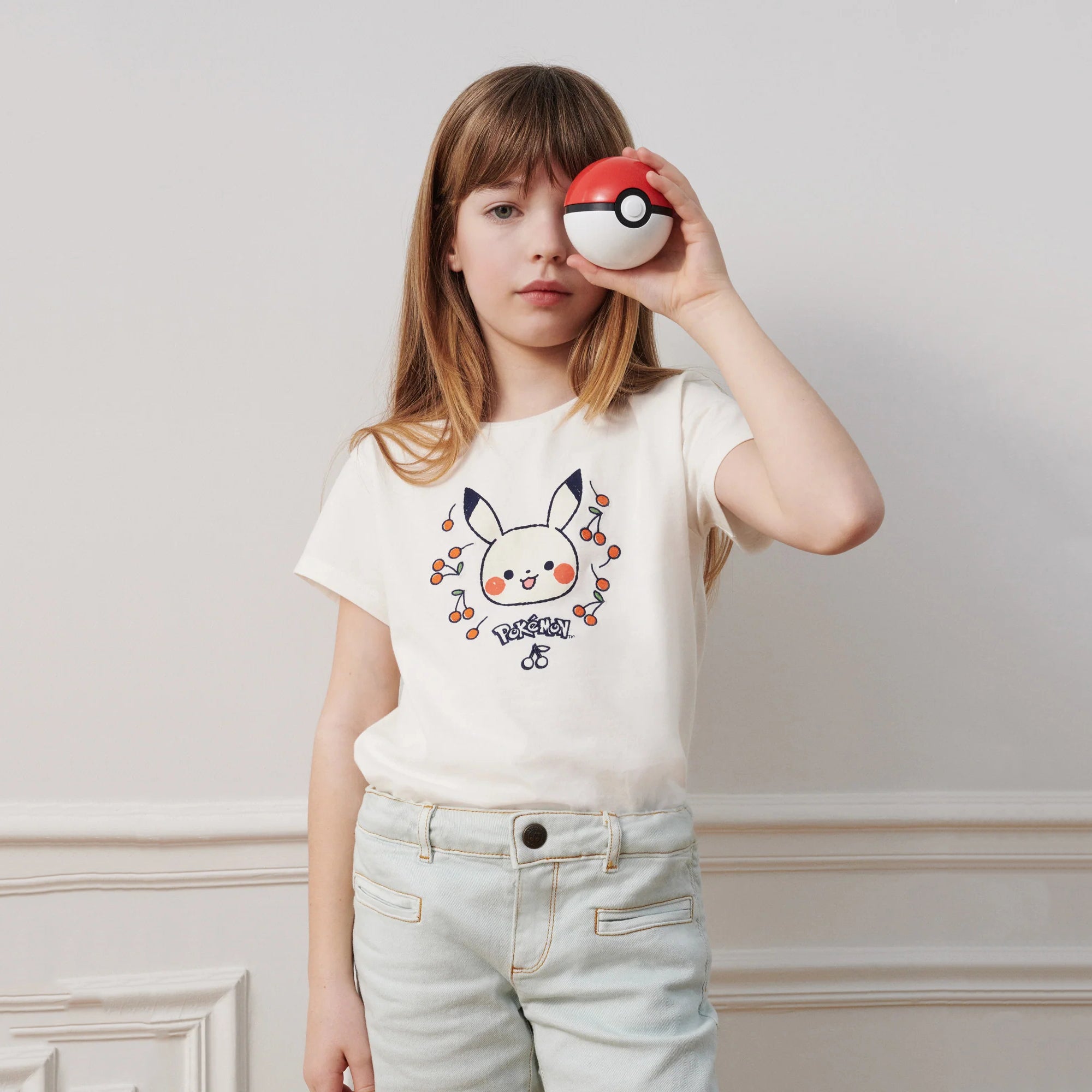 Girls White Cotton T-Shirt