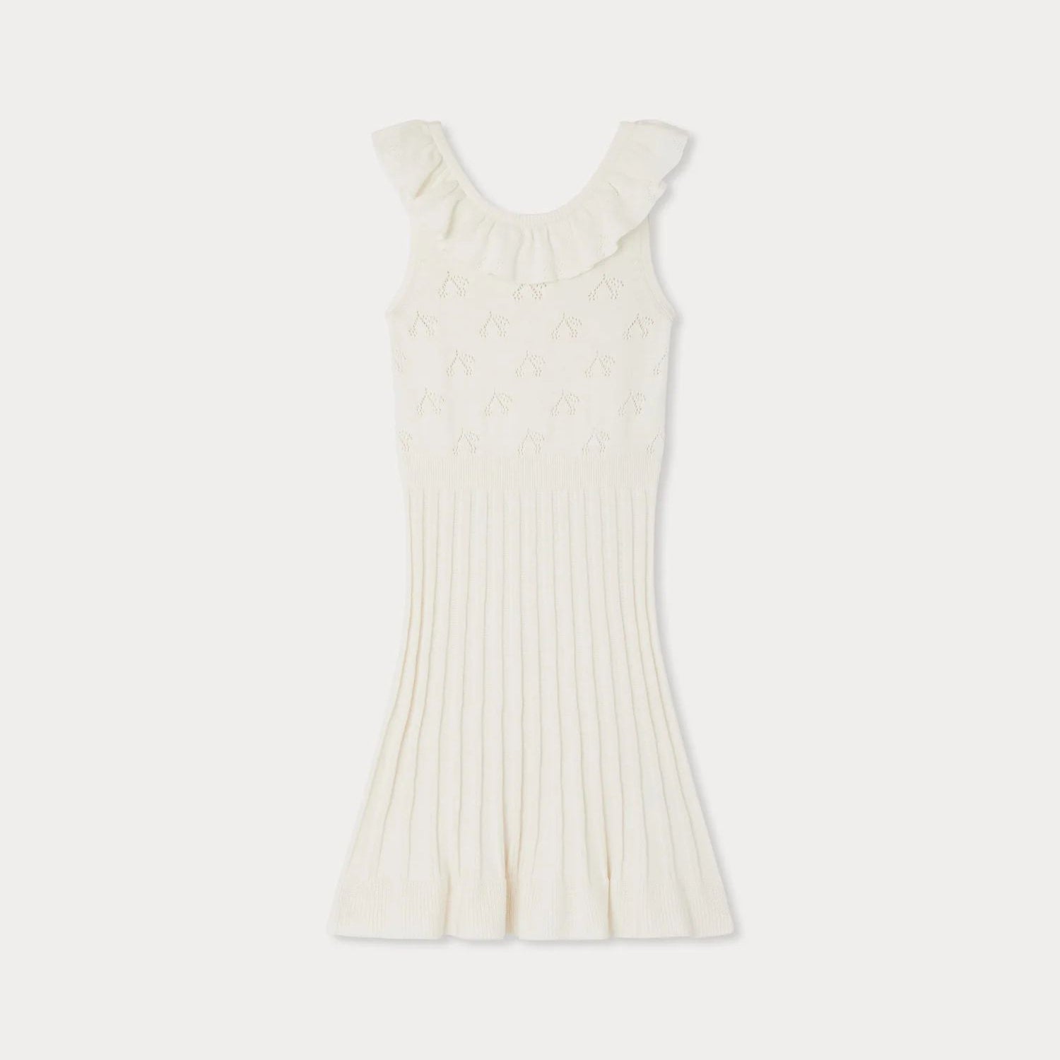 Girls White Cotton Knit Dress