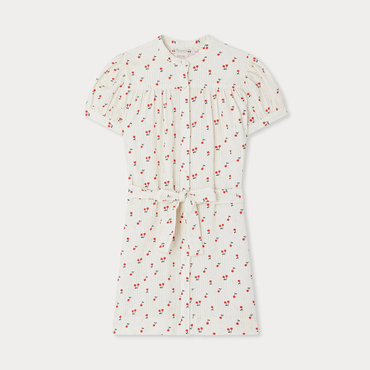 Girls White Cherry Cotton Dress
