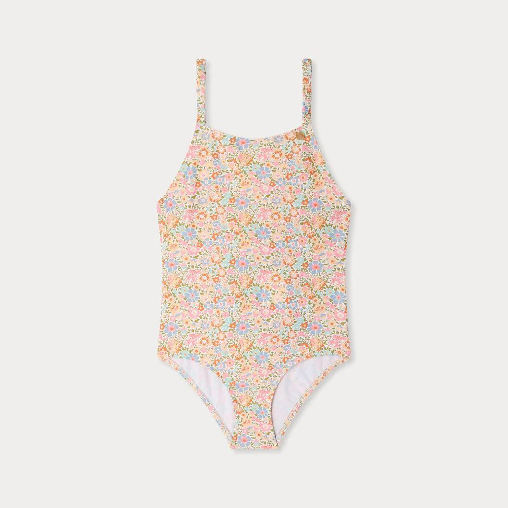 Girls Pink Floral Swimsuit
