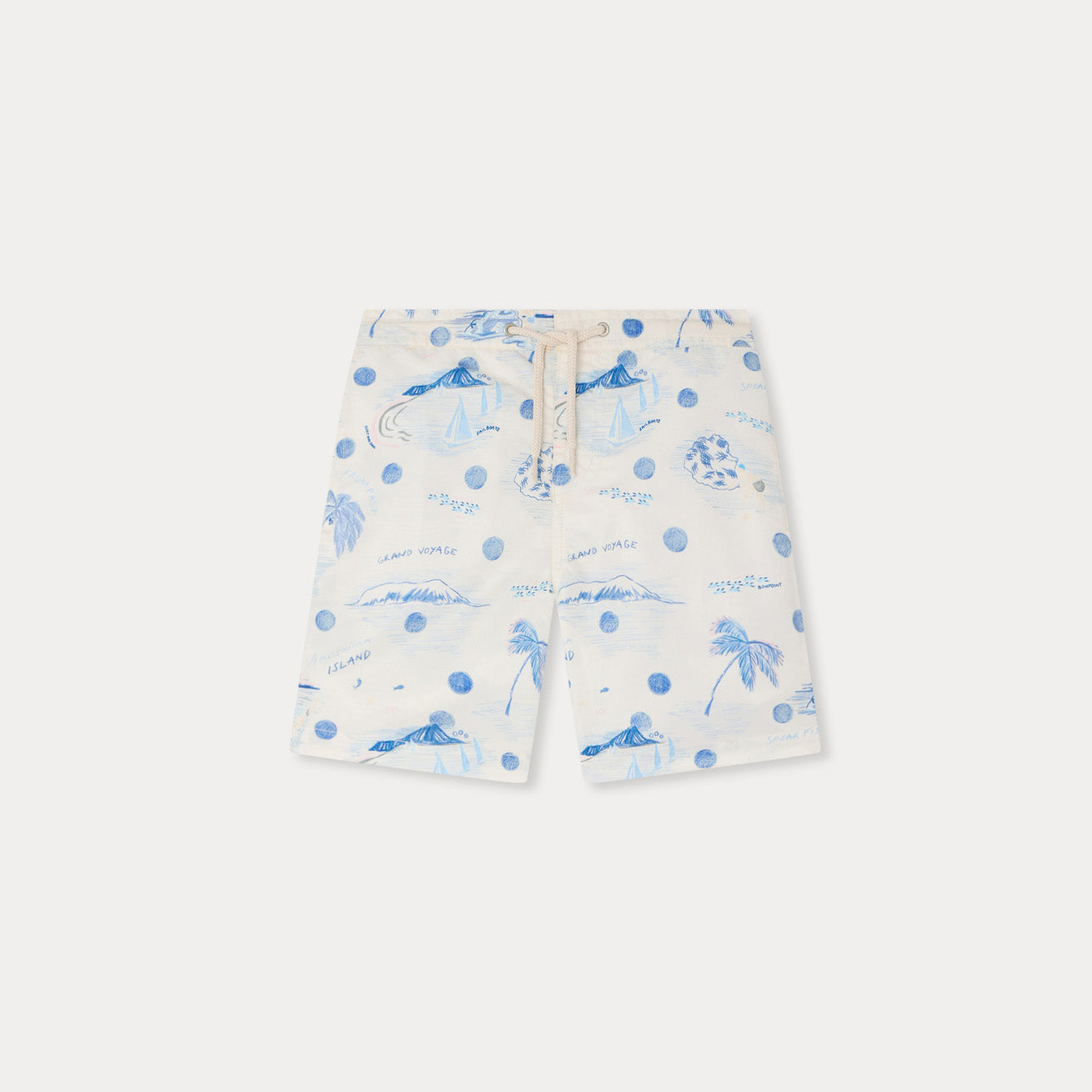 Boys Light Blue Printed Swim Shorts