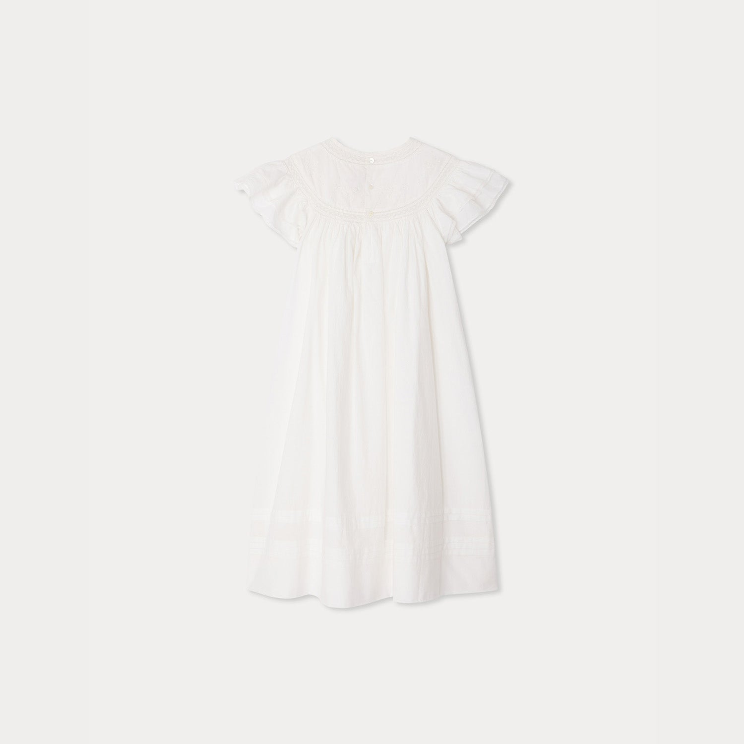 Girls White Ruffled Cotton Dress