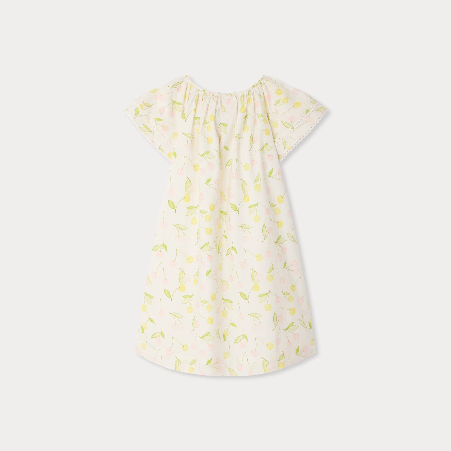 Girls Ivory Cherry Printed Cotton Dress