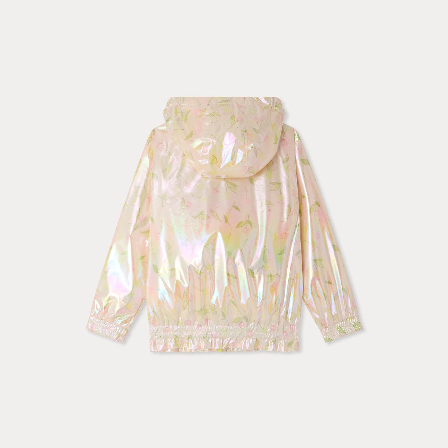 Girls Rose Pink Cherry Printed Hooded Jacket