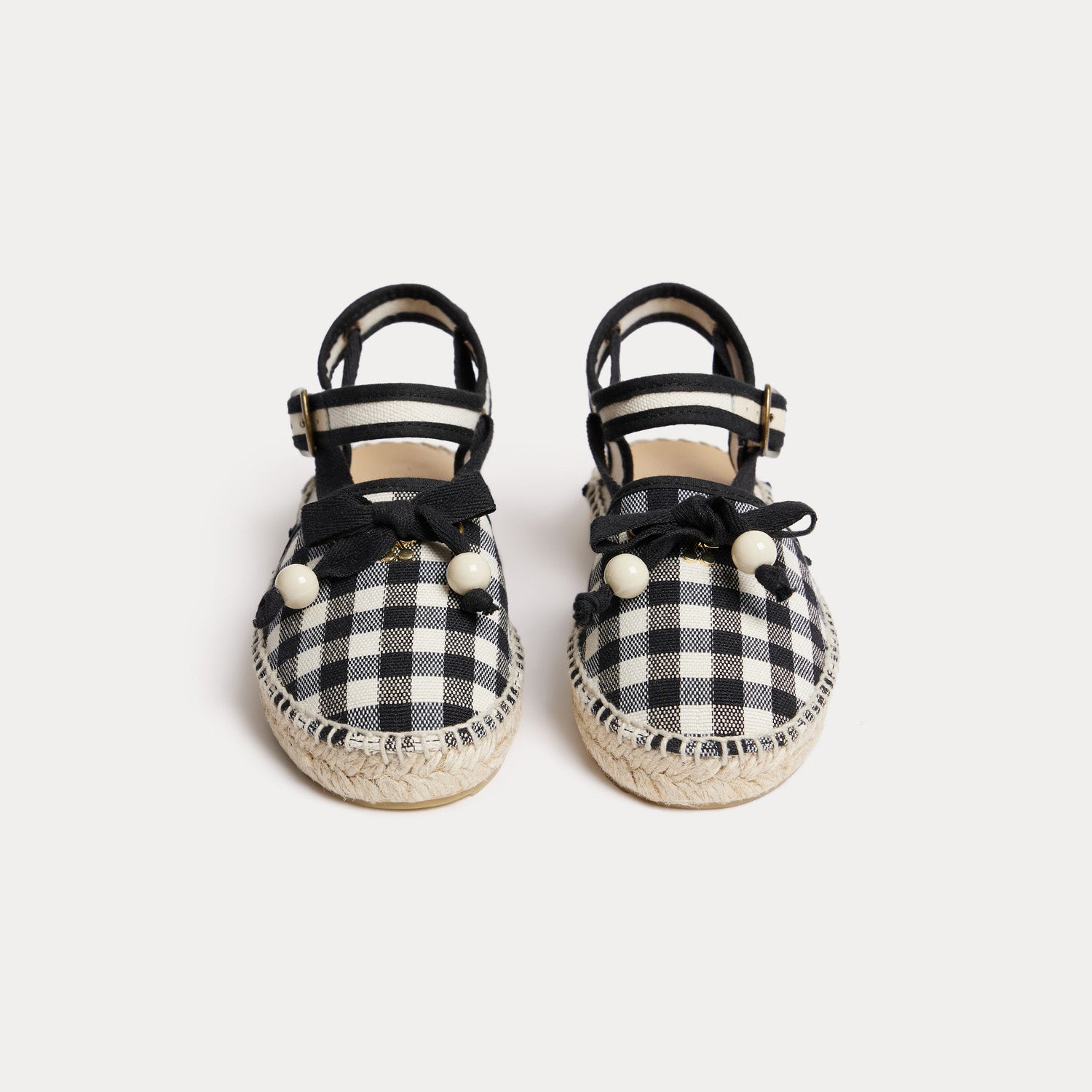 Girls Black Check Sandals