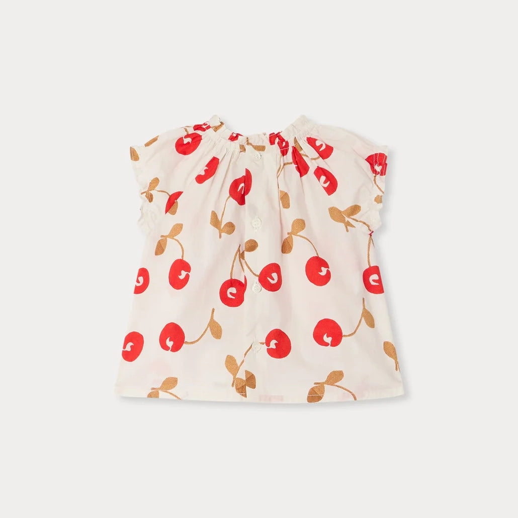 Baby Girls Red Cherry Printed Cotton Blouse