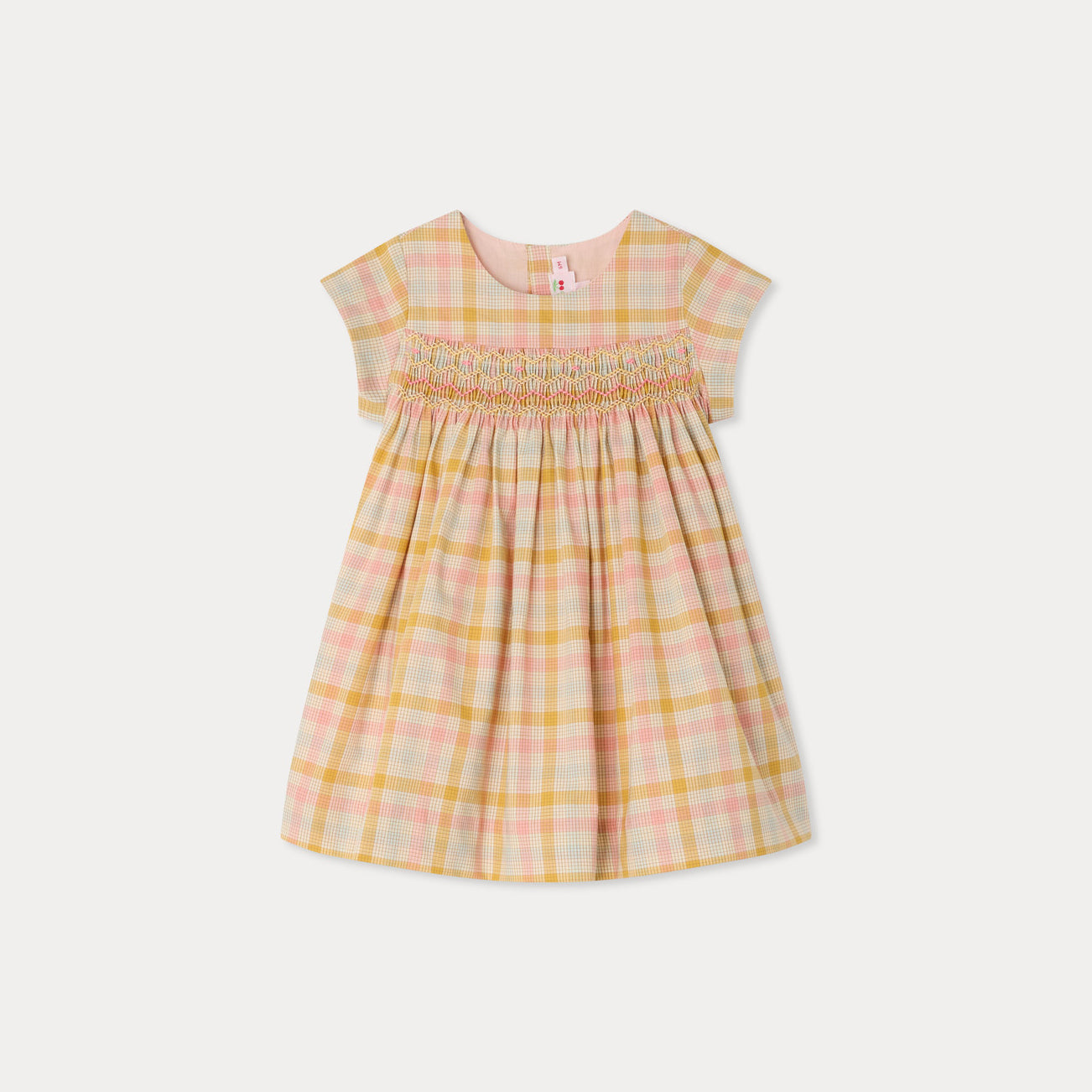 Baby Girls Pink & Yellow Check Cotton Dress