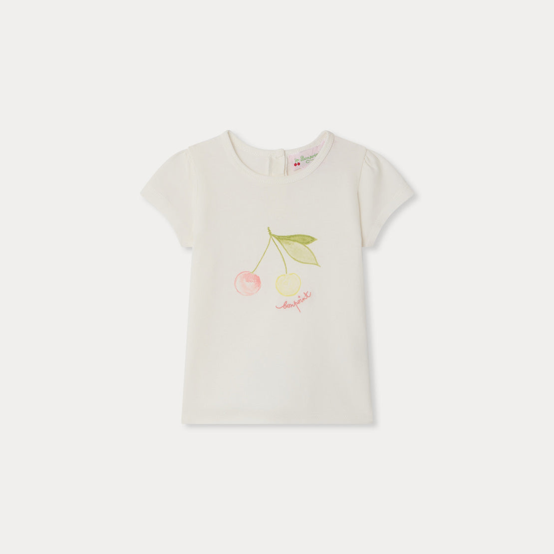 Baby Girls White Printed Cotton T-Shirt