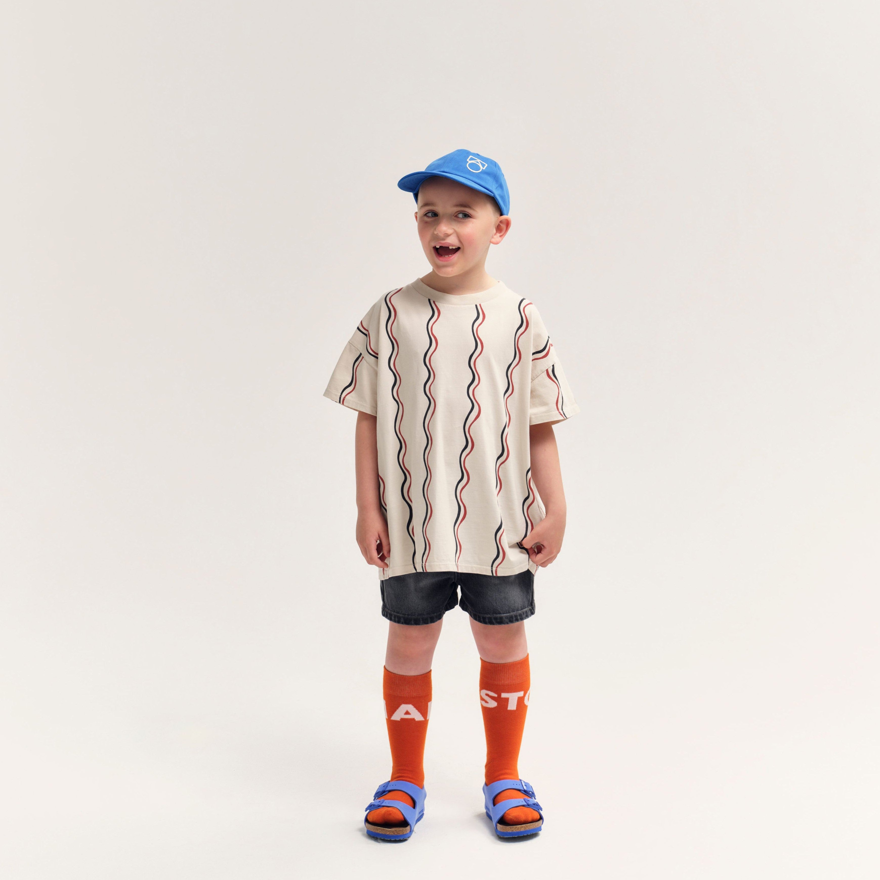 Boys & Girls Beige Ripple Cotton T-Shirt