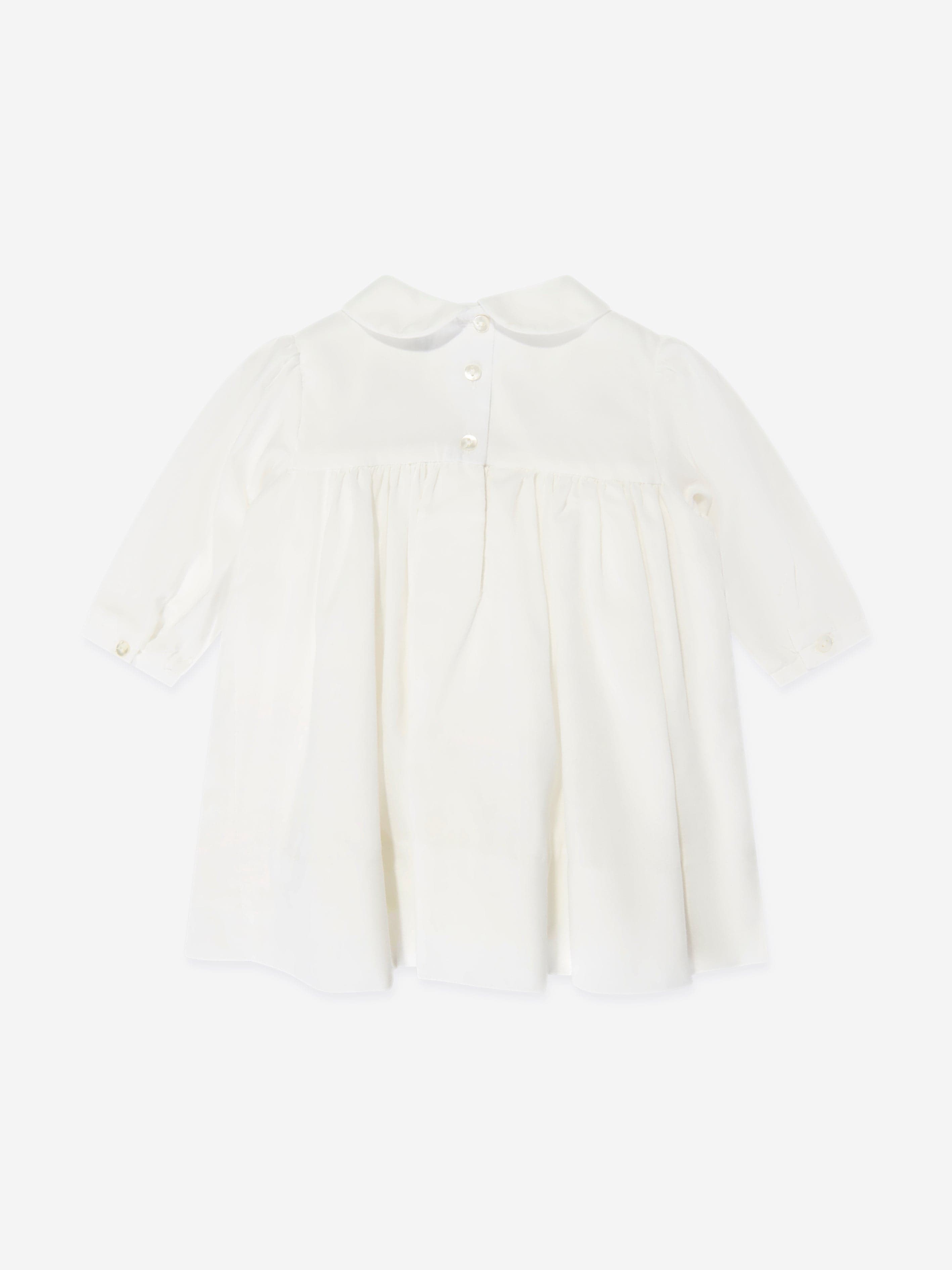 Baby Girls Smocked Rose Bud Dress in Ivory